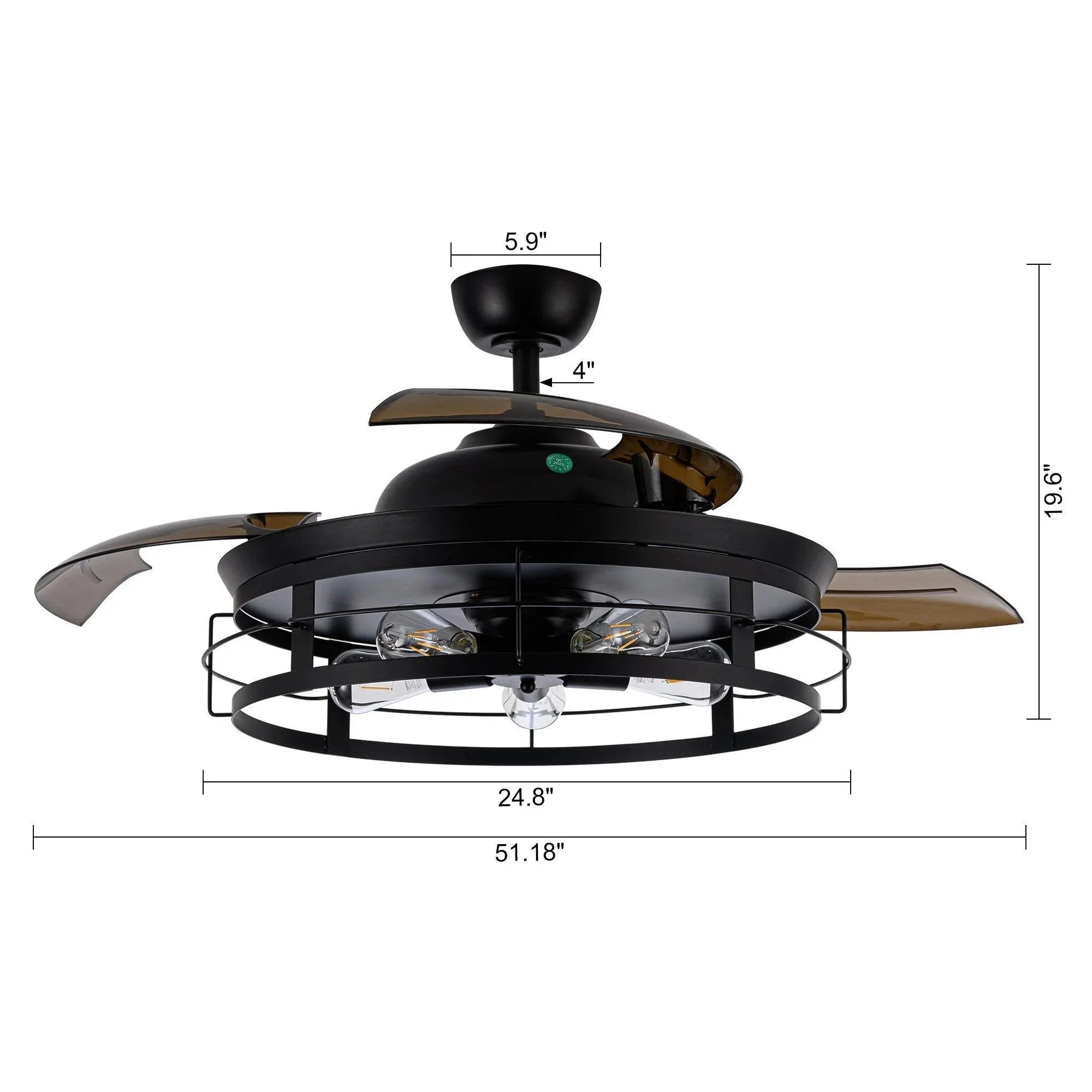Parrot Uncle 52-Inch Jamshedpur Industrial Downrod Mount Ceiling Fan with Lighting and Remote Control (F4721AQ110V) - Image 25