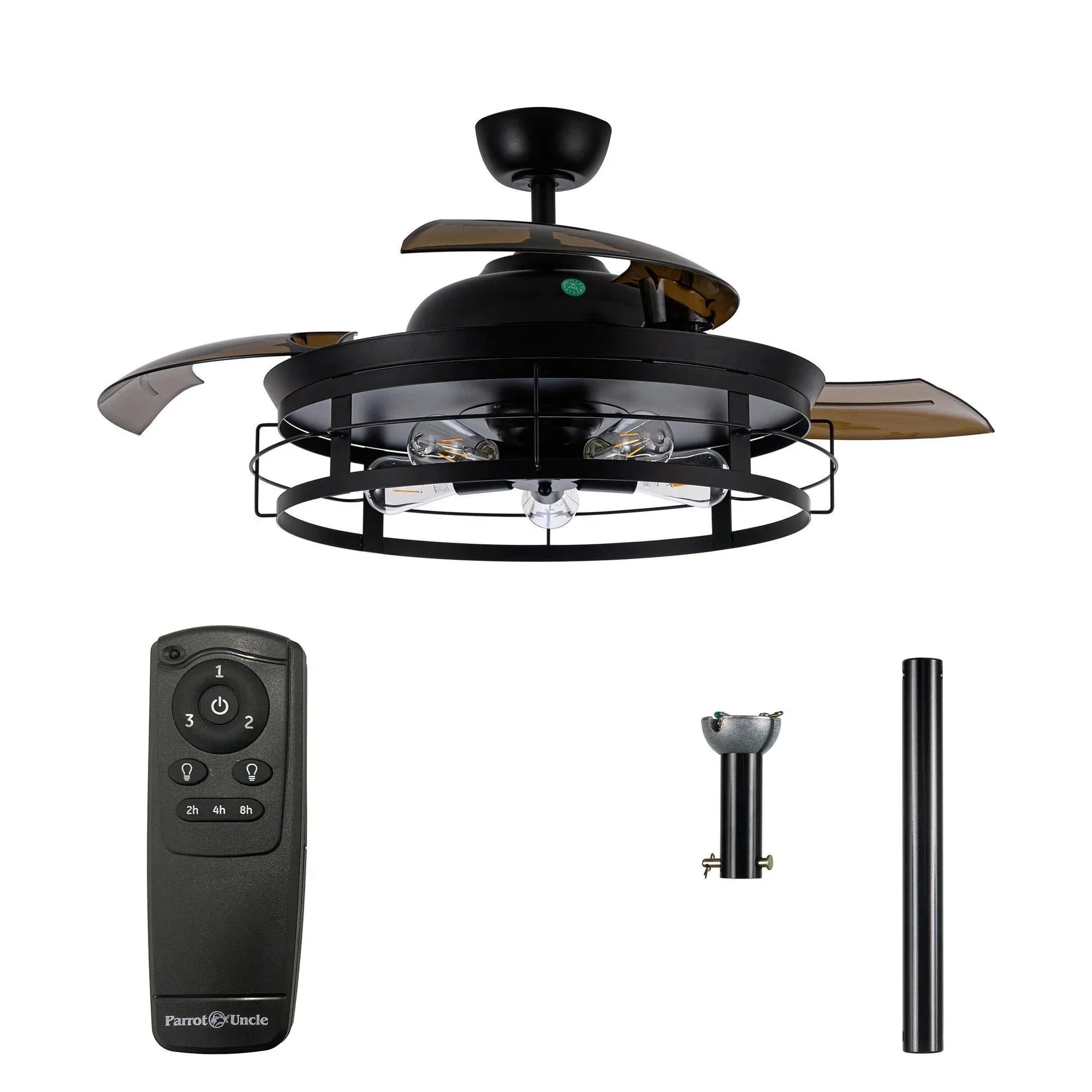 Parrot Uncle 52-Inch Jamshedpur Industrial Downrod Mount Ceiling Fan with Lighting and Remote Control (F4721AQ110V) - Image 4