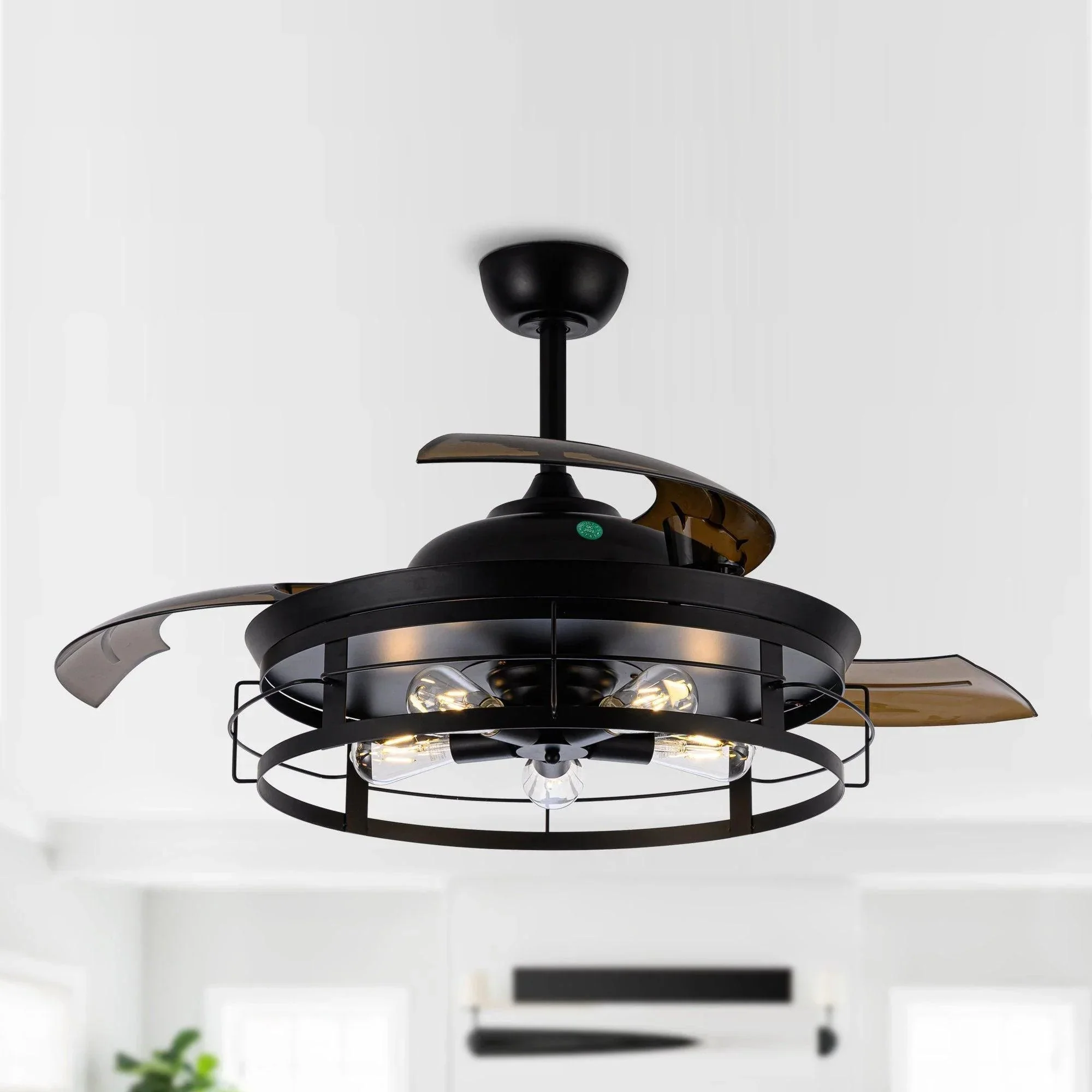 Parrot Uncle 52-Inch Jamshedpur Industrial Downrod Mount Ceiling Fan with Lighting and Remote Control (F4721AQ110V) - Image 5