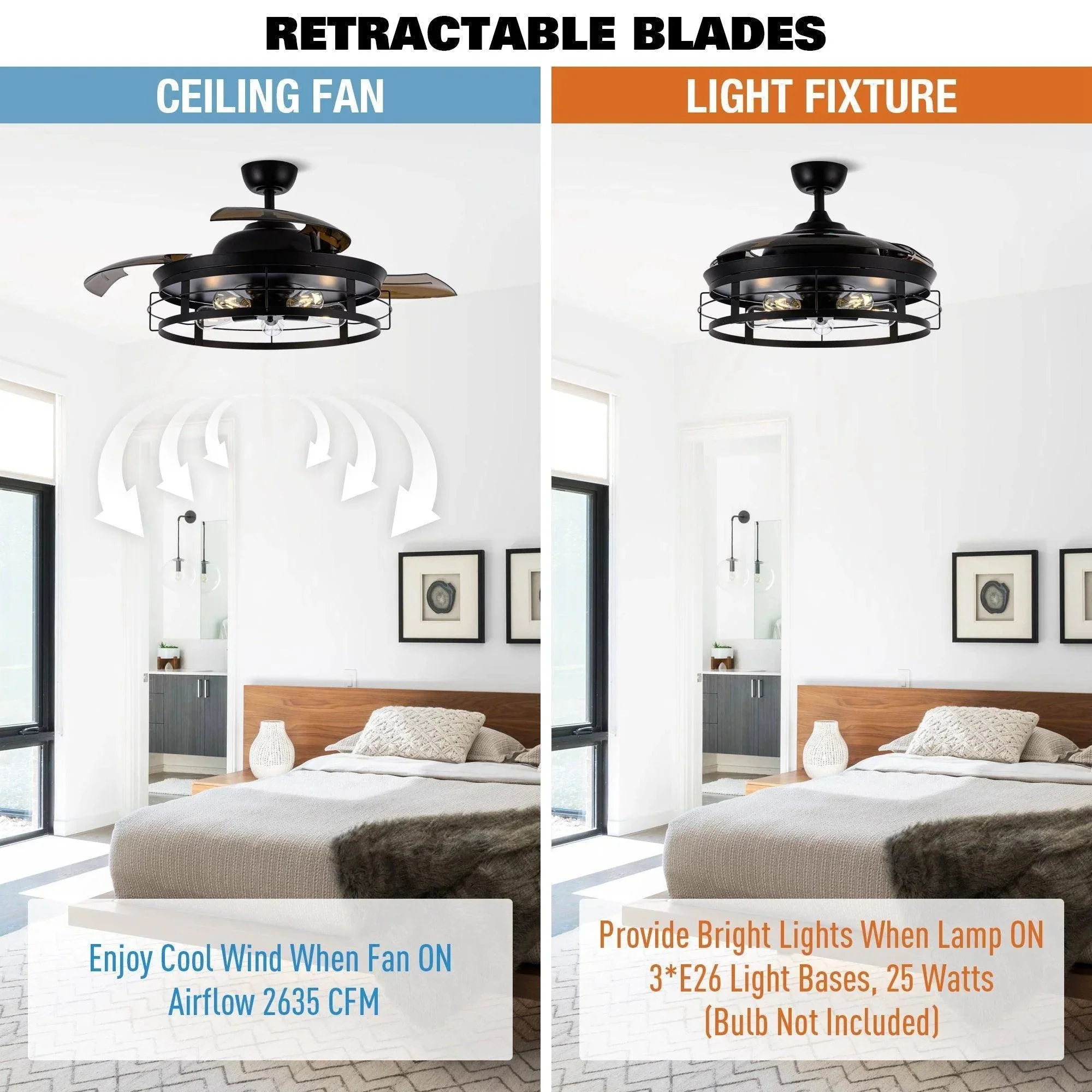 Parrot Uncle 52-Inch Jamshedpur Industrial Downrod Mount Ceiling Fan with Lighting and Remote Control (F4721AQ110V) - Image 9