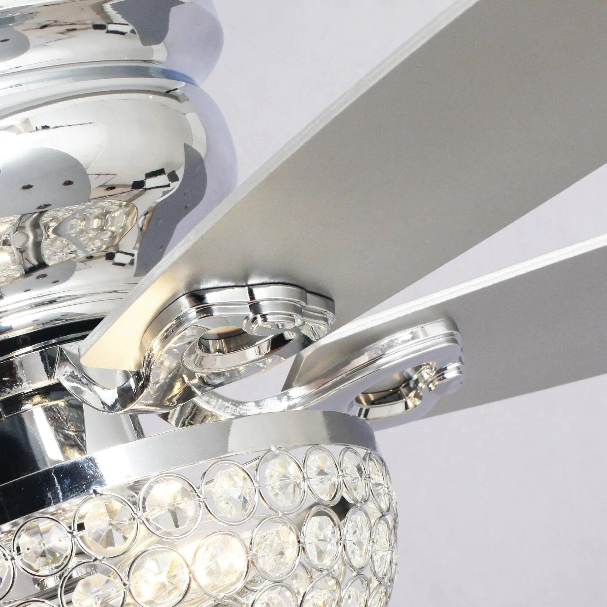 Parrot Uncle 52-Inch Kanpur Modern Chrome Flush Mount Reversible Crystal Ceiling Fan with Lighting and Remote Control (F6349Q110V) - Image 12
