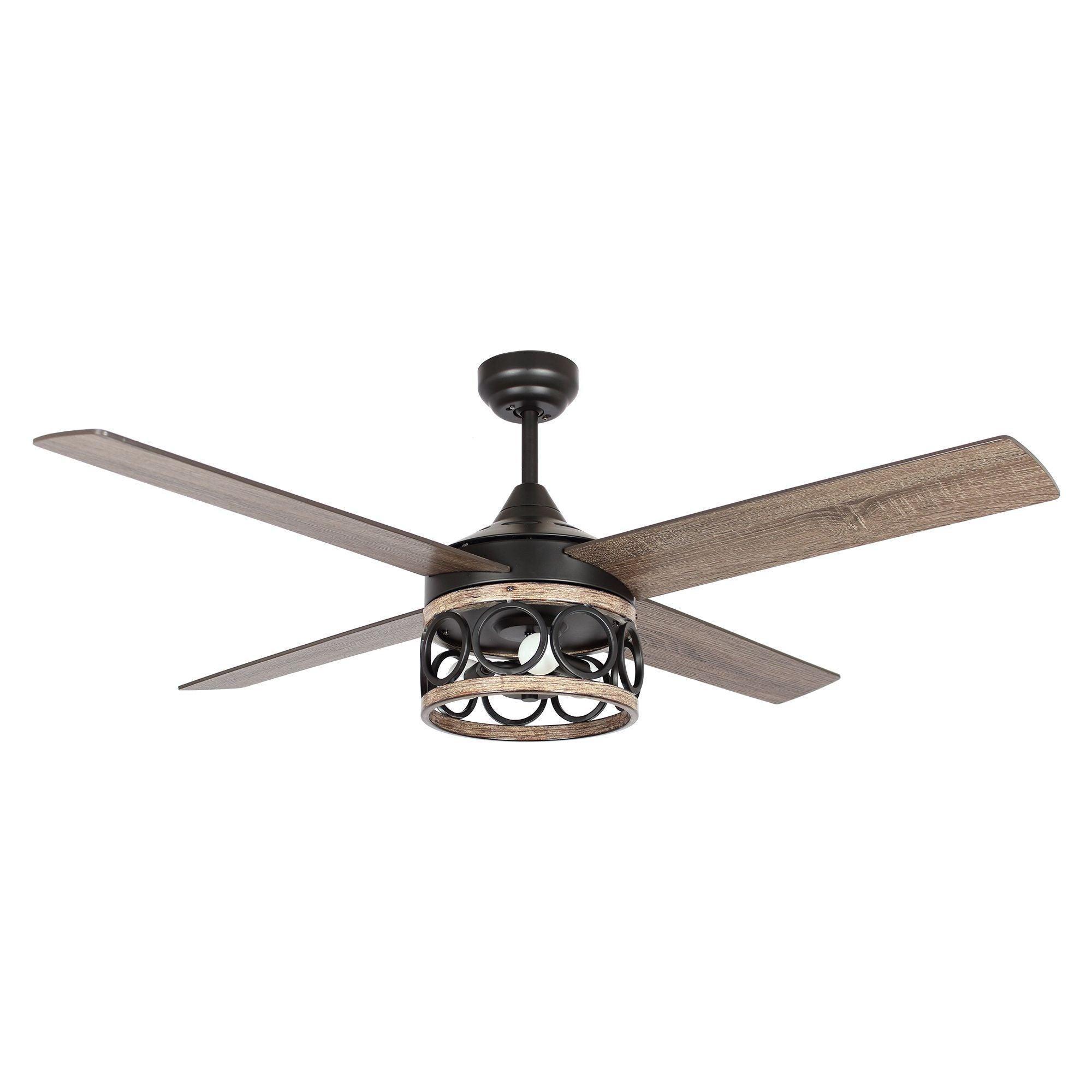 Parrot Uncle 52-Inch Kashmir Farmhouse Downrod Mount Reversible Ceiling Fan with Lighting and Remote Control (F6287QQ110V) - Image 10