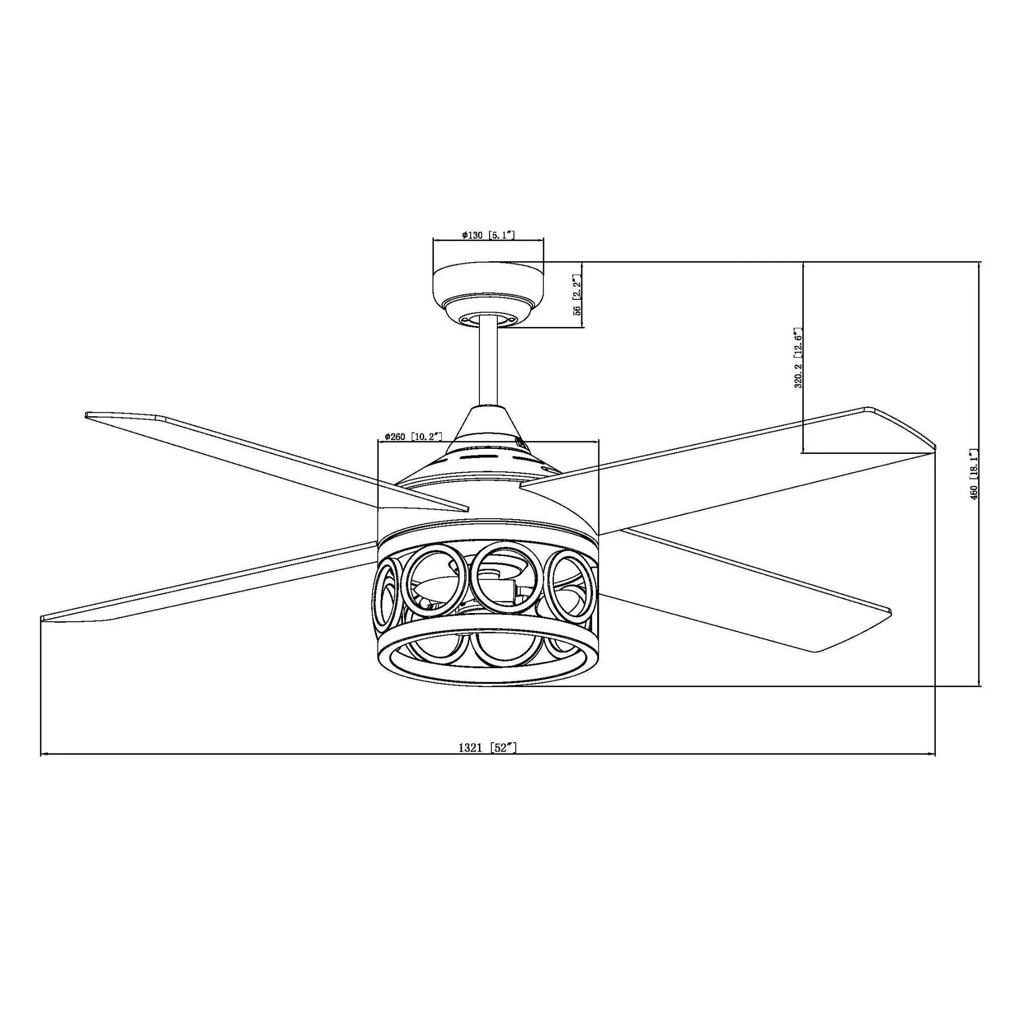 Parrot Uncle 52-Inch Kashmir Farmhouse Downrod Mount Reversible Ceiling Fan with Lighting and Remote Control (F6287QQ110V) - Image 13