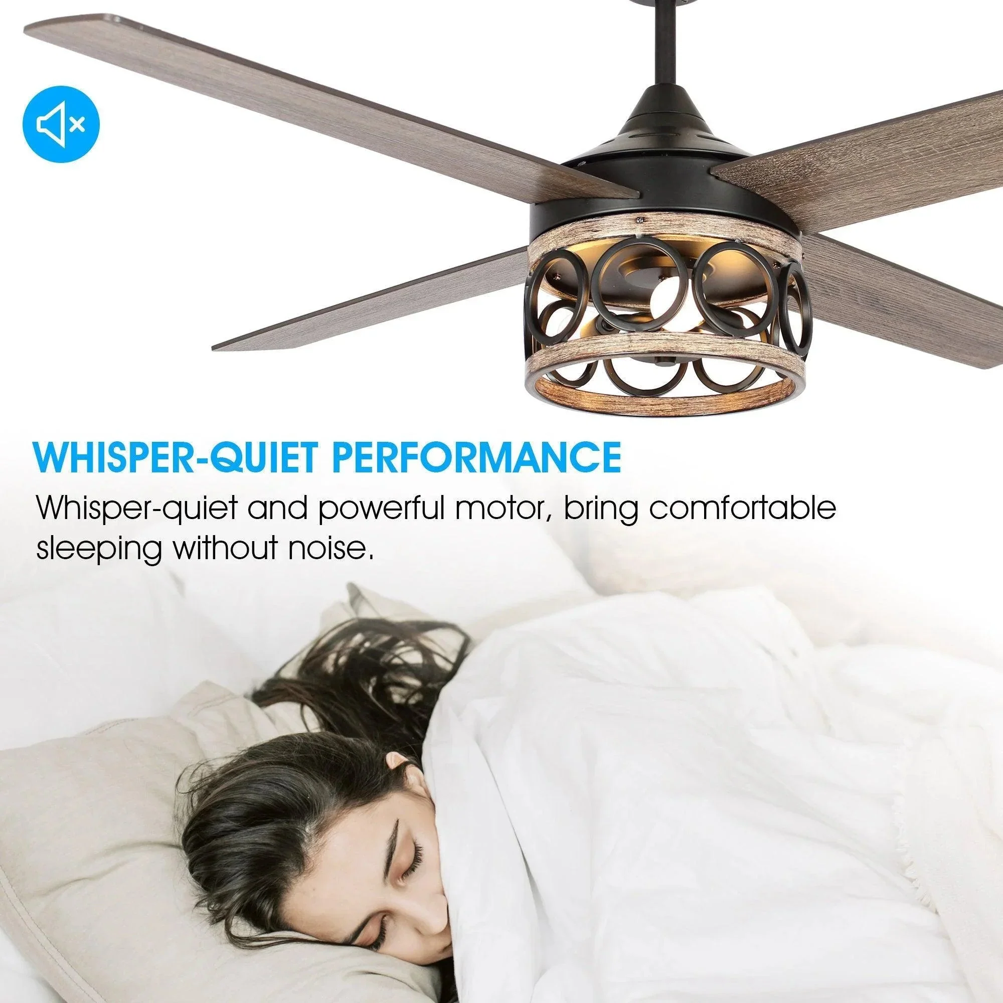 Parrot Uncle 52-Inch Kashmir Farmhouse Downrod Mount Reversible Ceiling Fan with Lighting and Remote Control (F6287QQ110V) - Image 8