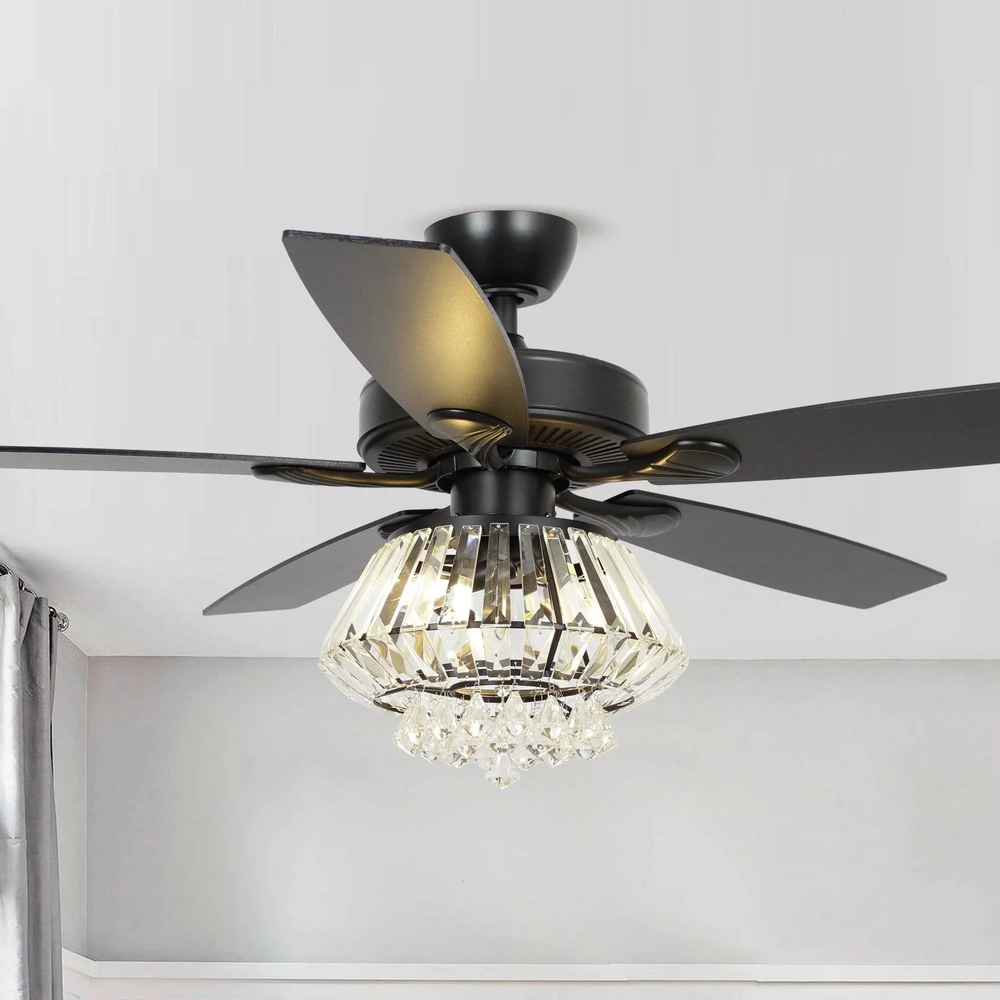 Parrot Uncle 52-Inch Kerala Modern Downrod Mount Reversible Crystal Ceiling Fan with Lighting and Remote Control - Image 22