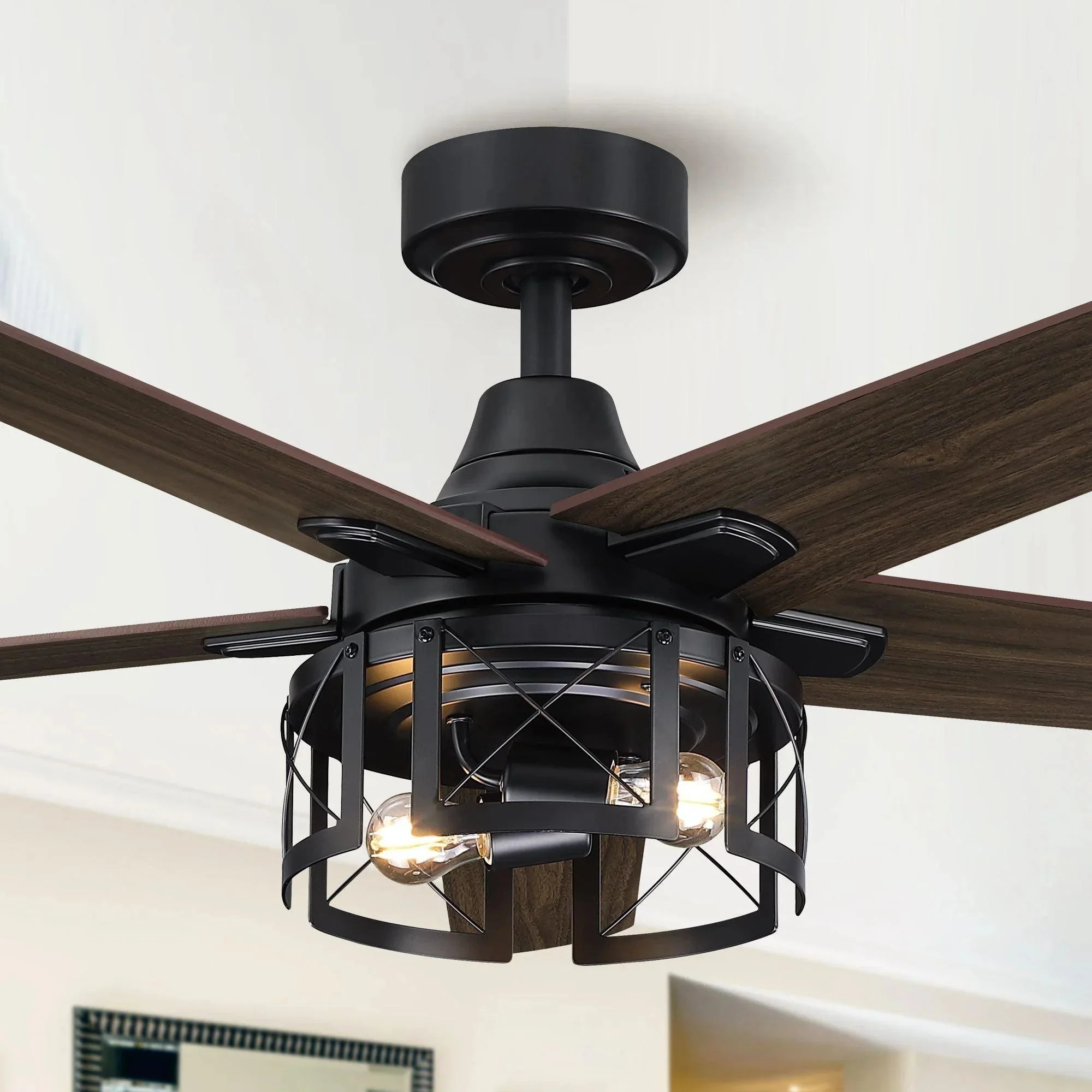 Parrot Uncle 52-Inch Kolkata Industrial Downrod Mount Reversible Ceiling Fan with Lighting and Remote Control (F6320110V) - Image 10