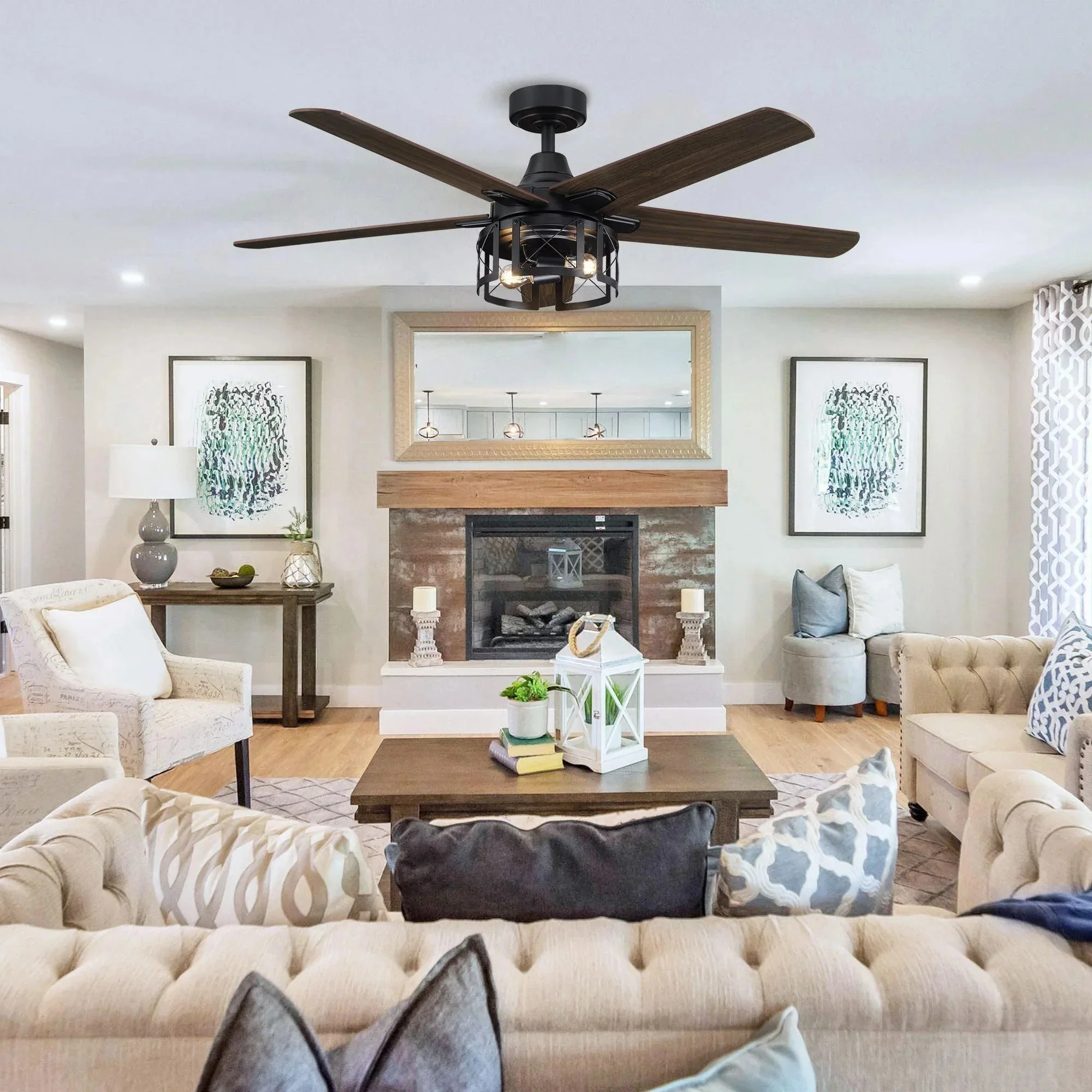 Parrot Uncle 52-Inch Kolkata Industrial Downrod Mount Reversible Ceiling Fan with Lighting and Remote Control (F6320110V) - Image 2