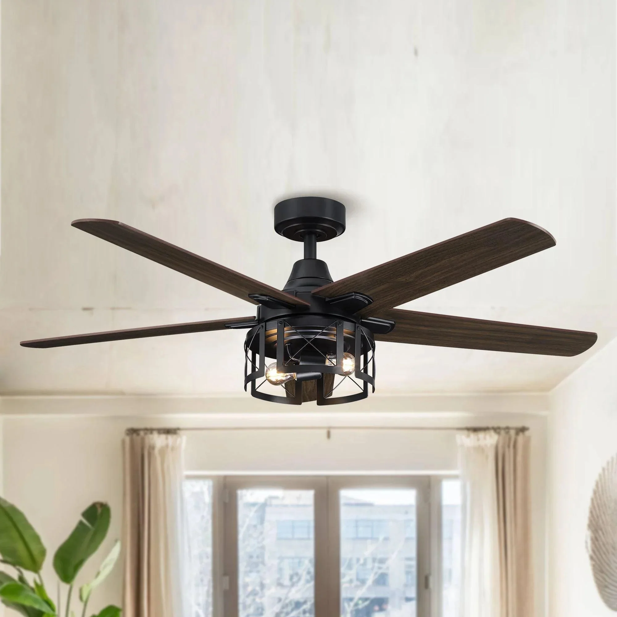 Parrot Uncle 52-Inch Kolkata Industrial Downrod Mount Reversible Ceiling Fan with Lighting and Remote Control (F6320110V) - Image 4