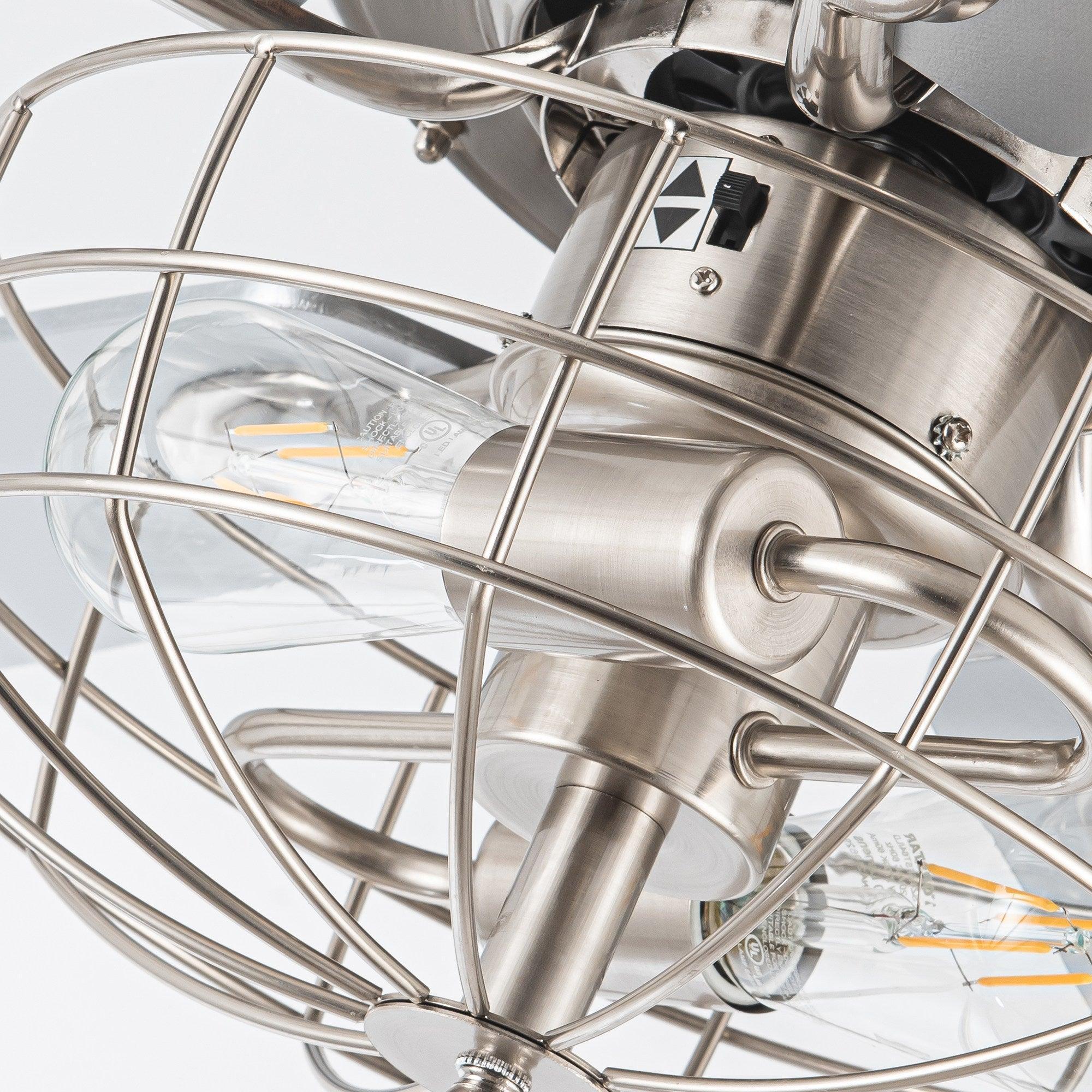 Parrot Uncle 52-Inch Kyla Industrial Brushed Nickel Reversible Caged Ceiling Fan with Lighting (F6236Q110V) - Image 16