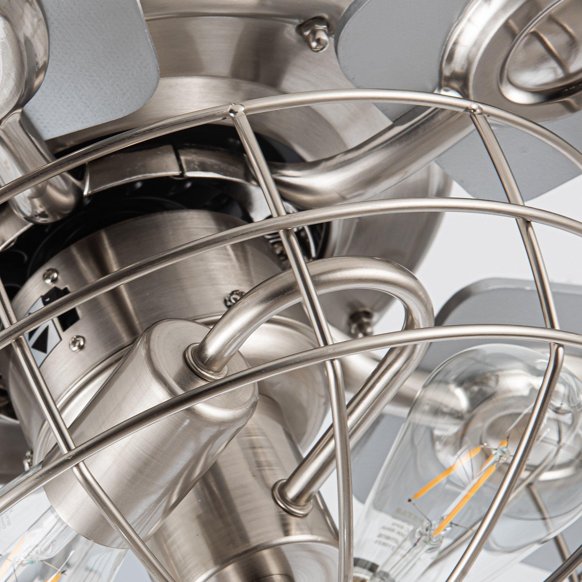 Parrot Uncle 52-Inch Kyla Industrial Brushed Nickel Reversible Caged Ceiling Fan with Lighting (F6236Q110V) - Image 18