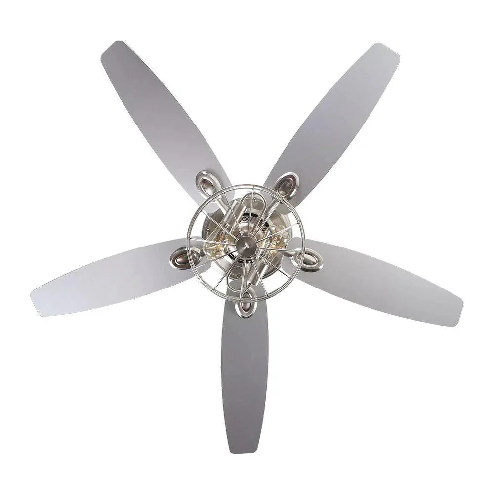 Parrot Uncle 52-Inch Kyla Industrial Brushed Nickel Reversible Caged Ceiling Fan with Lighting (F6236Q110V) - Image 19