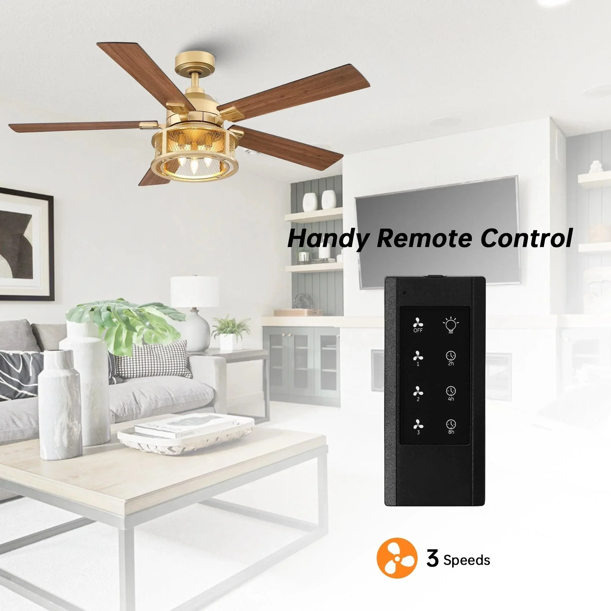 Parrot Uncle 52-Inch Lucknow Industrial Black Reversible Ceiling Fan with Lighting and Remote Control - Image 13