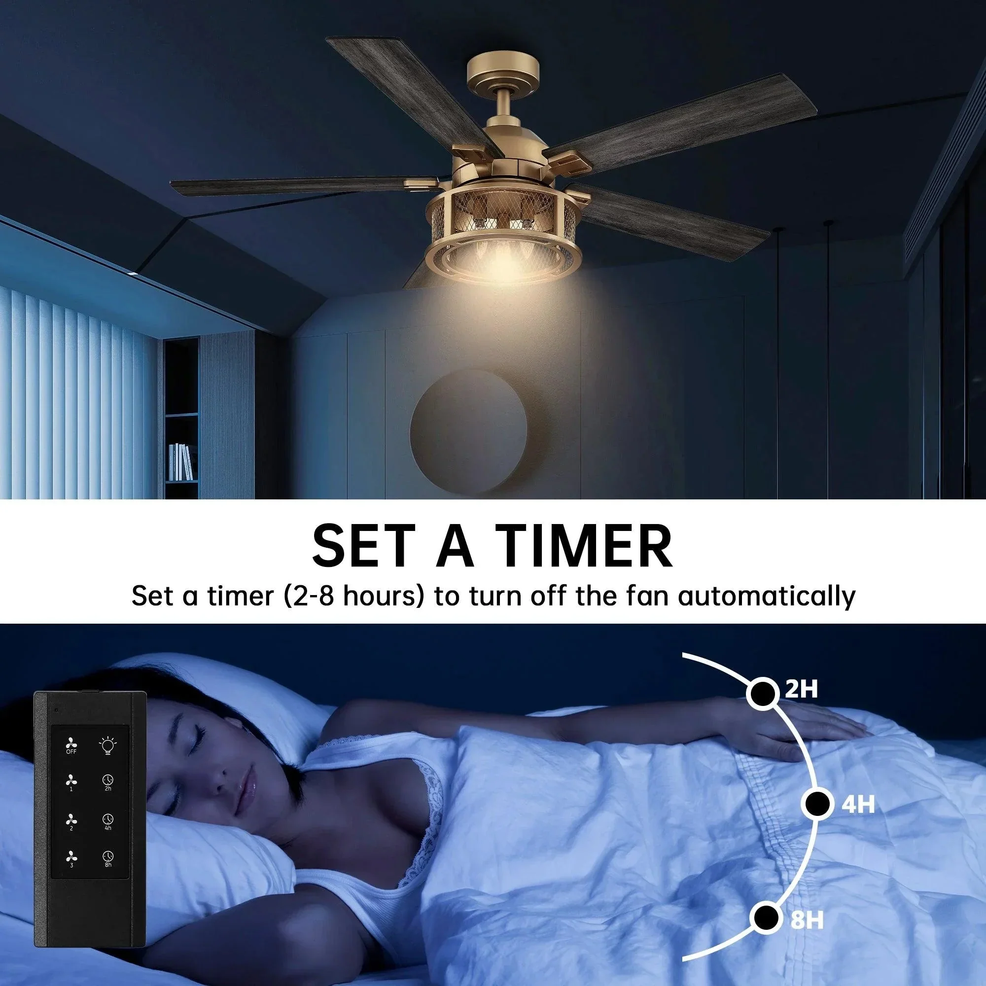 Parrot Uncle 52-Inch Lucknow Industrial Black Reversible Ceiling Fan with Lighting and Remote Control - Image 16