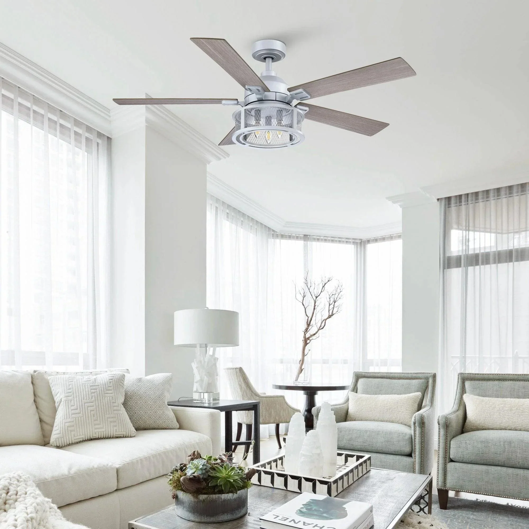 Parrot Uncle 52-Inch Lucknow Industrial Black Reversible Ceiling Fan with Lighting and Remote Control - Image 24