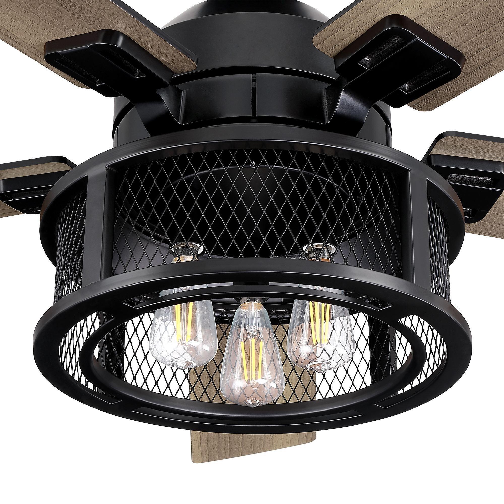 Parrot Uncle 52-Inch Lucknow Industrial Black Reversible Ceiling Fan with Lighting and Remote Control - Image 3