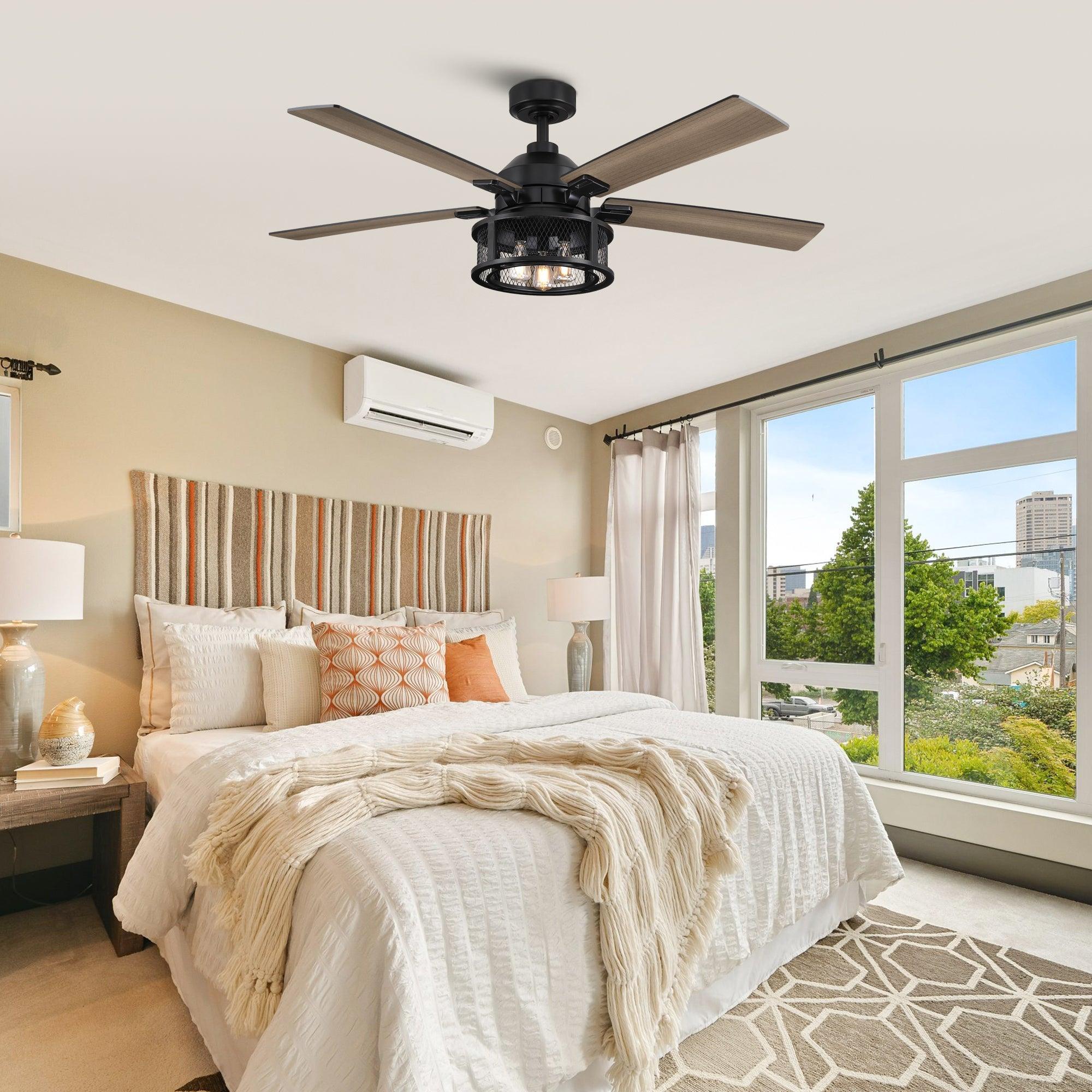 Parrot Uncle 52-Inch Lucknow Industrial Black Reversible Ceiling Fan with Lighting and Remote Control - Image 8