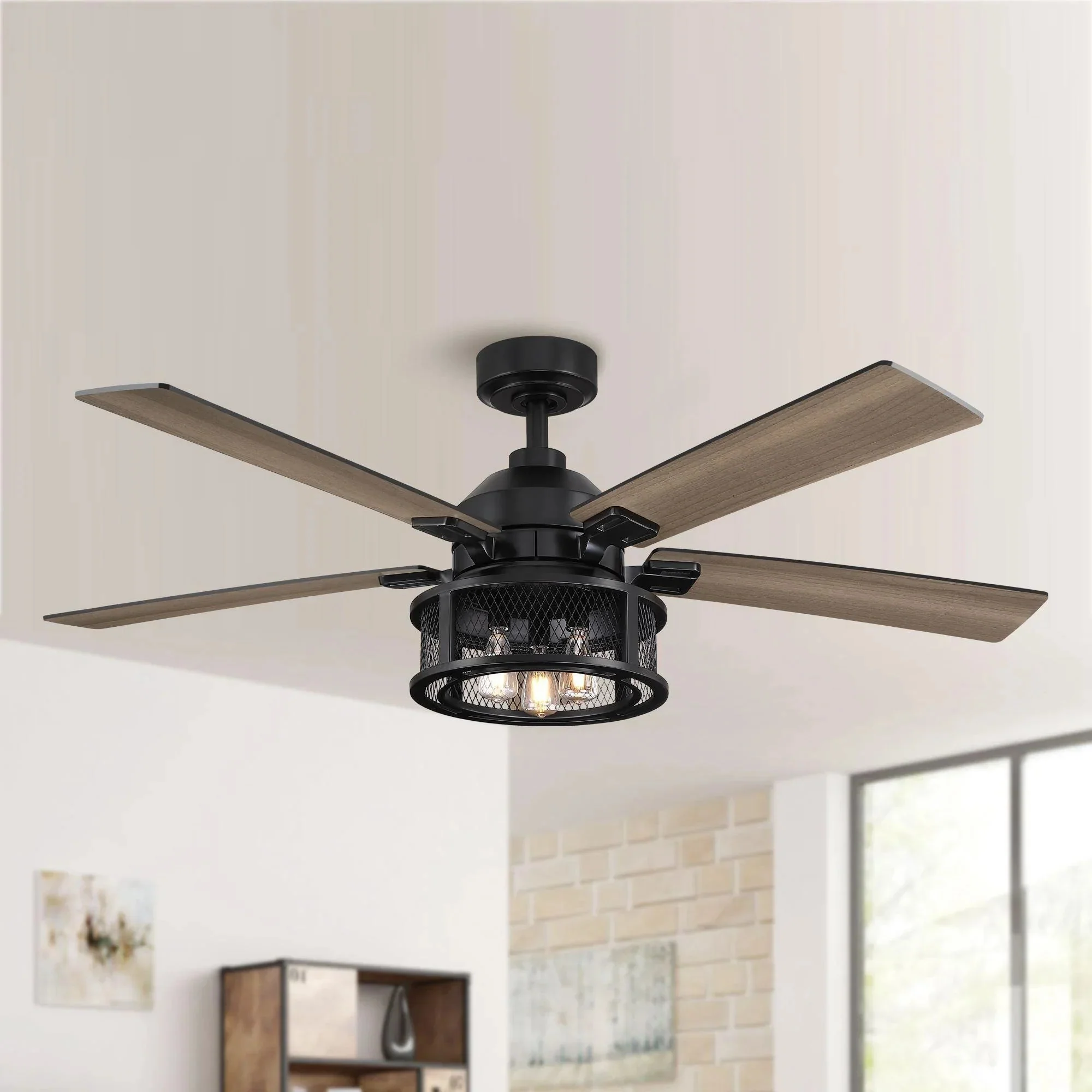Parrot Uncle 52-Inch Lucknow Industrial Black Reversible Ceiling Fan with Lighting and Remote Control - Image 9
