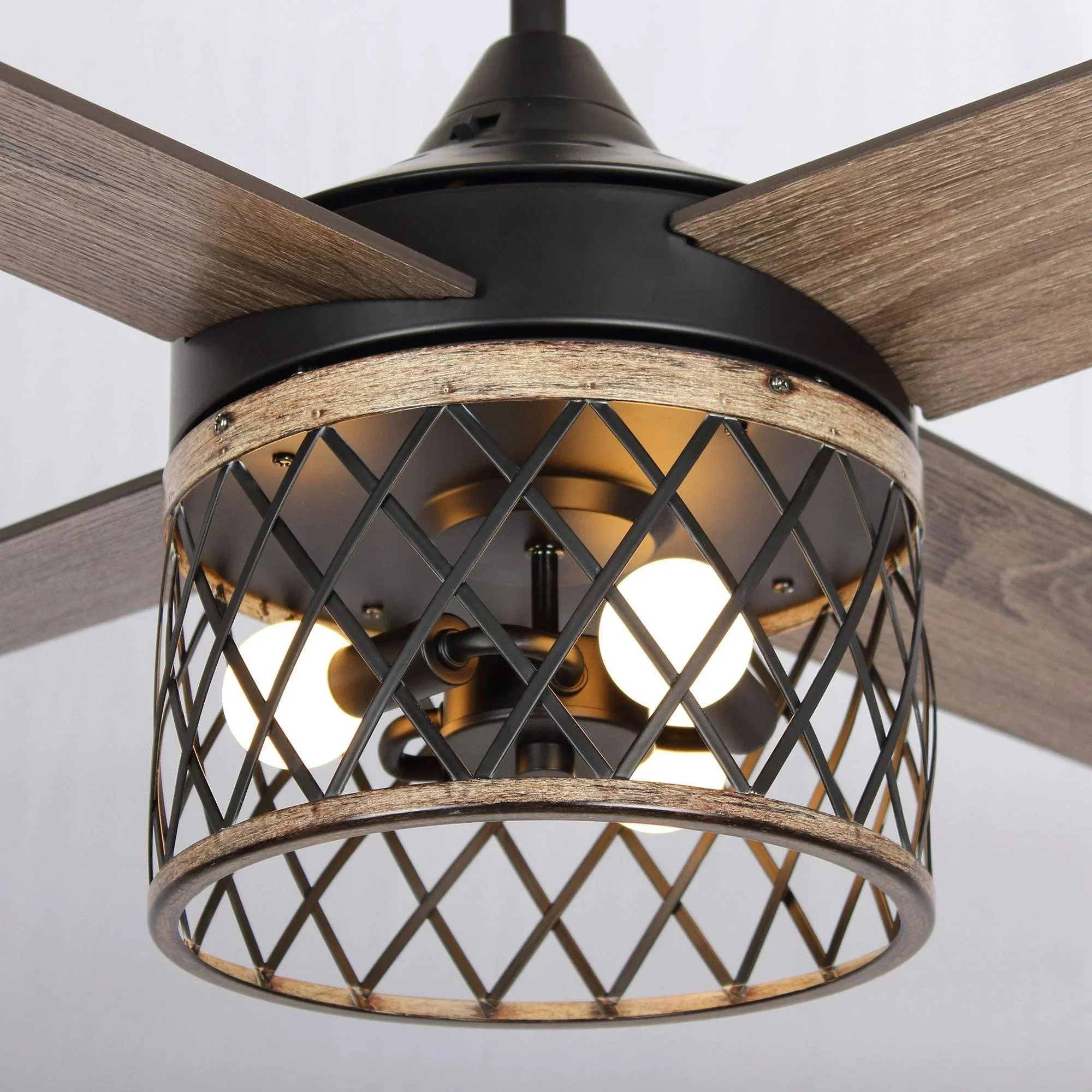 Parrot Uncle 52-Inch Mirelle Farmhouse Downrod Mount Reversible Ceiling Fan with Lighting and Remote Control (F6288110V) - Image 3
