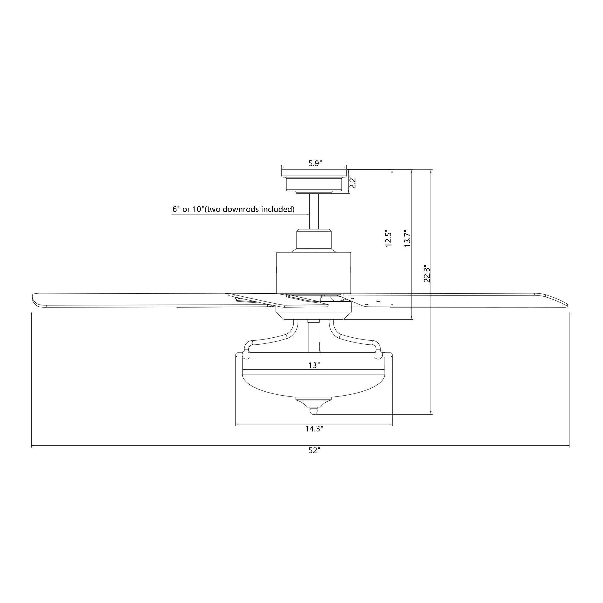 Parrot Uncle 52-Inch Mumbai Industrial Downrod Mount Reversible Ceiling Fan with Lighting and Remote Control (F6286Q110V) - Image 14