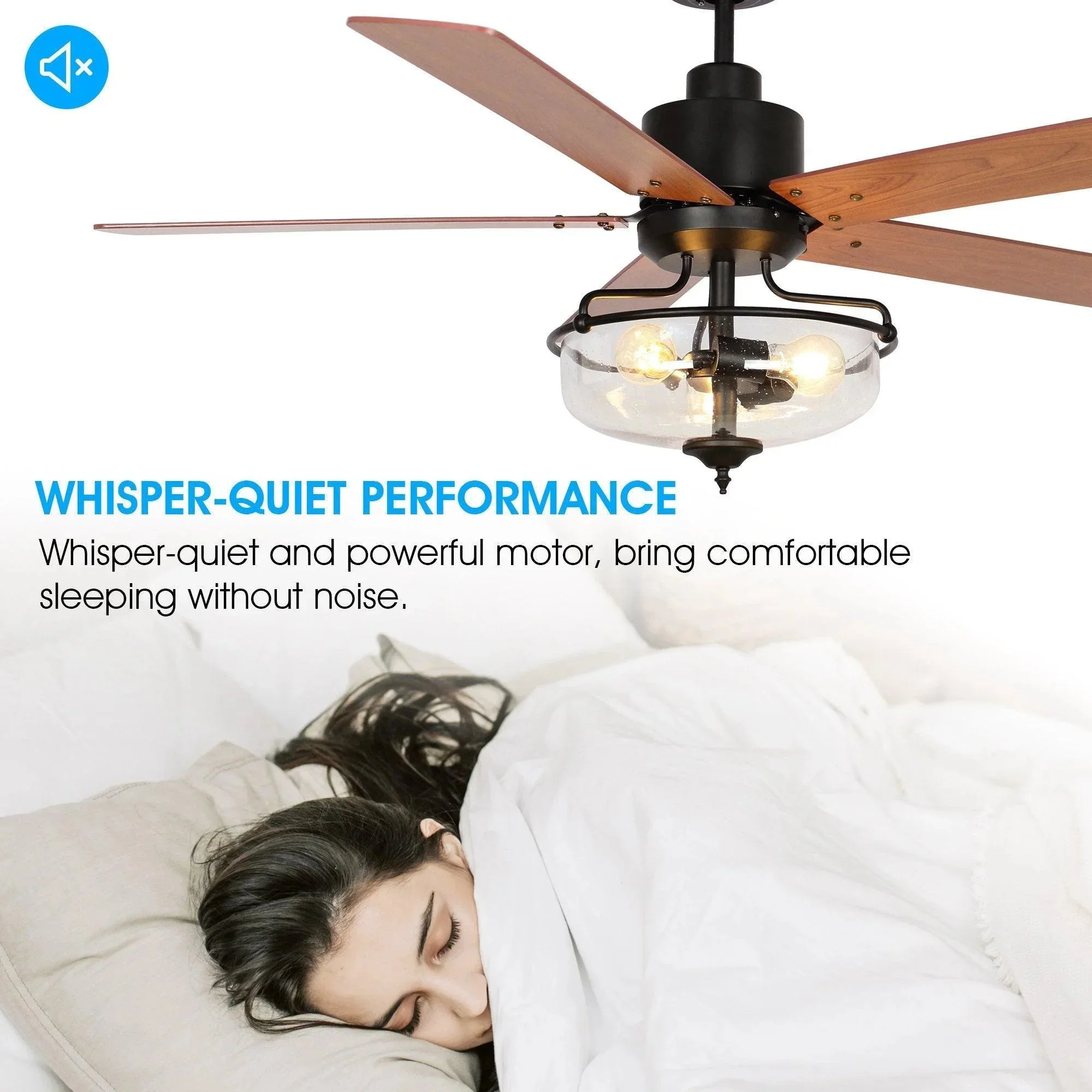 Parrot Uncle 52-Inch Mumbai Industrial Downrod Mount Reversible Ceiling Fan with Lighting and Remote Control (F6286Q110V) - Image 7