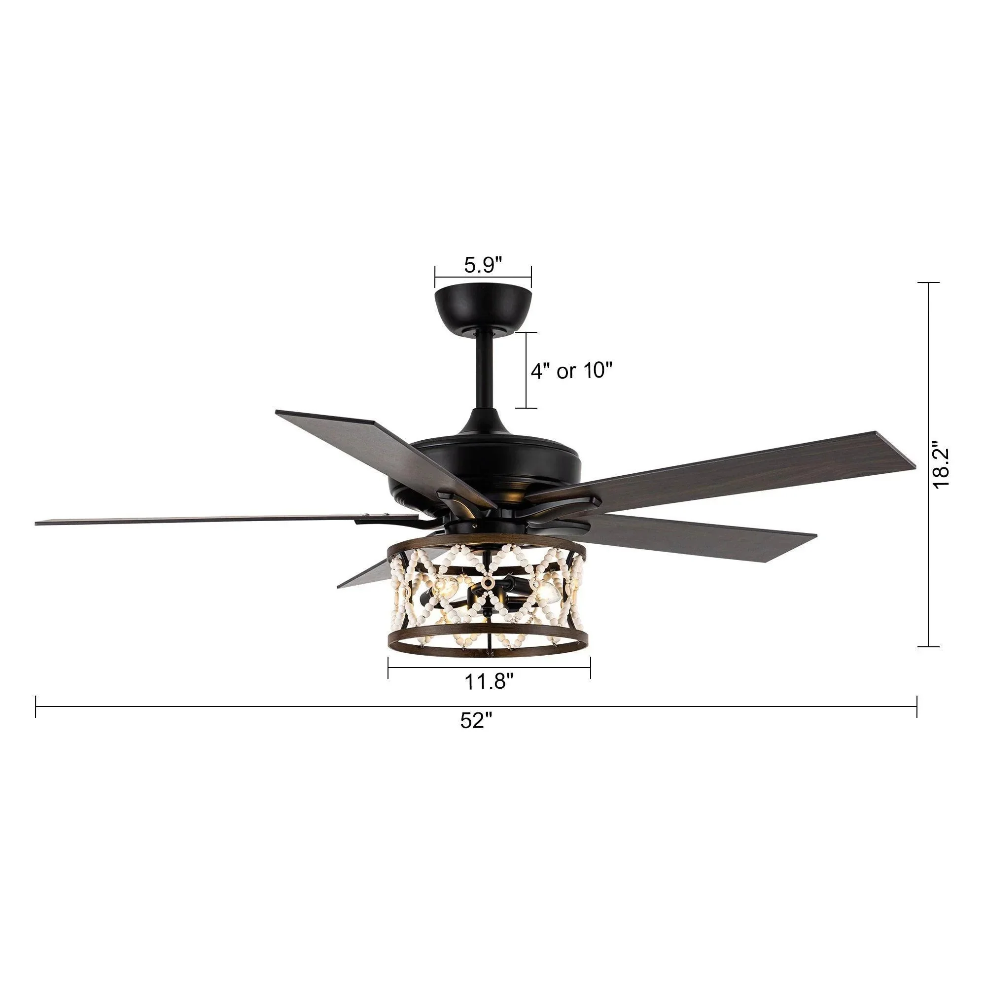 Parrot Uncle 52-Inch New Delhi Industrial Downrod Mount Reversible Ceiling Fan with Lighting and Remote Control (F6354110V) - Image 25
