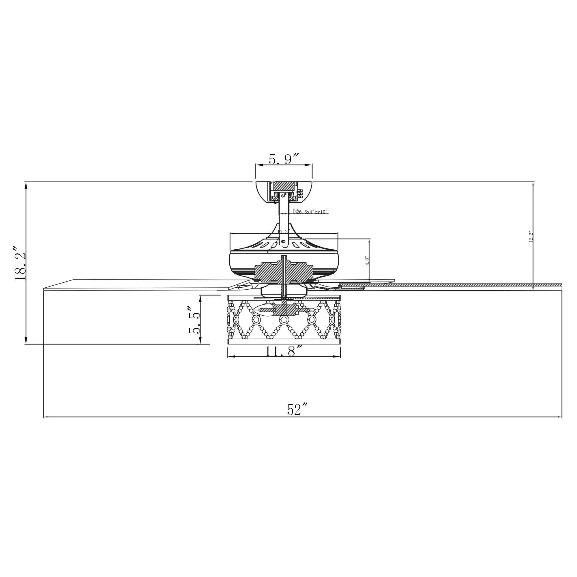 Parrot Uncle 52-Inch New Delhi Industrial Downrod Mount Reversible Ceiling Fan with Lighting and Remote Control (F6354110V) - Image 26
