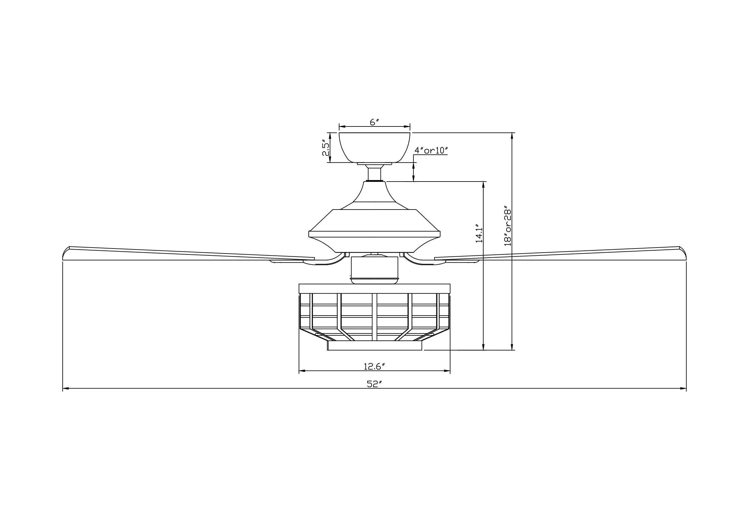 Parrot Uncle 52-Inch Paquette Industrial Downrod Mount Reversible Ceiling Fan with Lighting and Remote Control (F6315Q110V) - Image 16