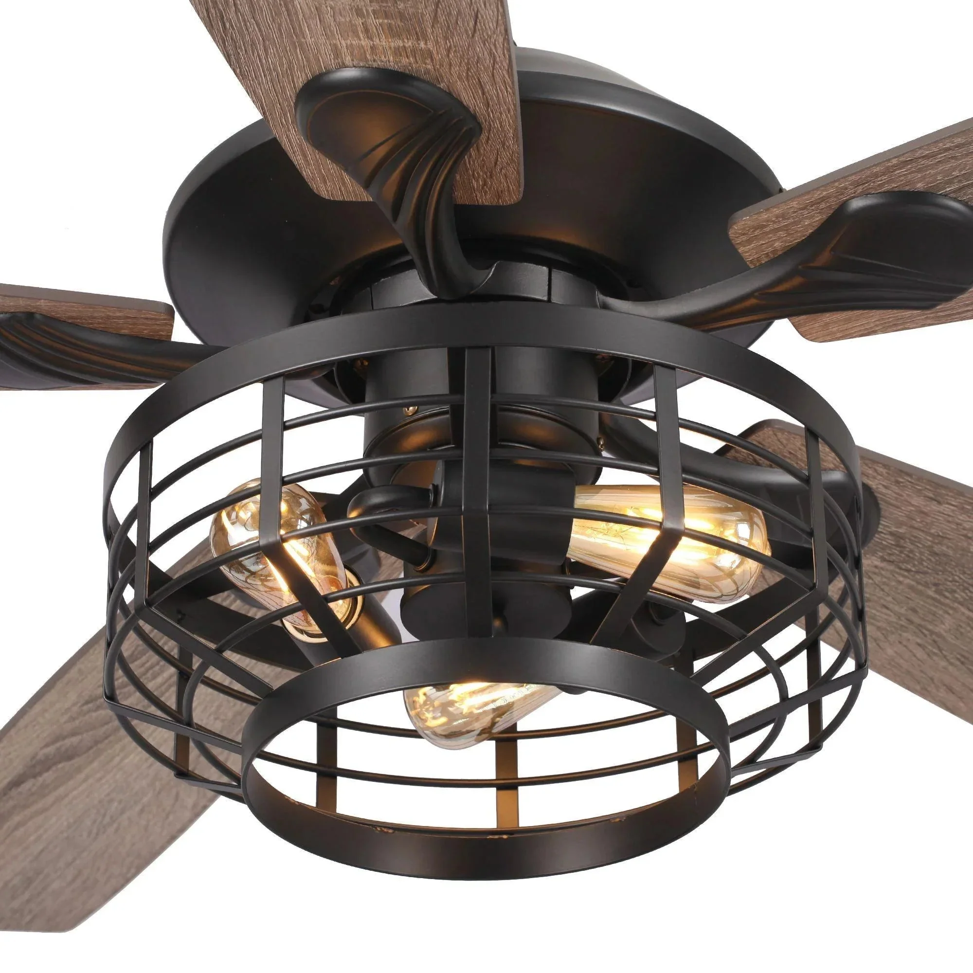 Parrot Uncle 52-Inch Paquette Industrial Downrod Mount Reversible Ceiling Fan with Lighting and Remote Control (F6315Q110V) - Image 3
