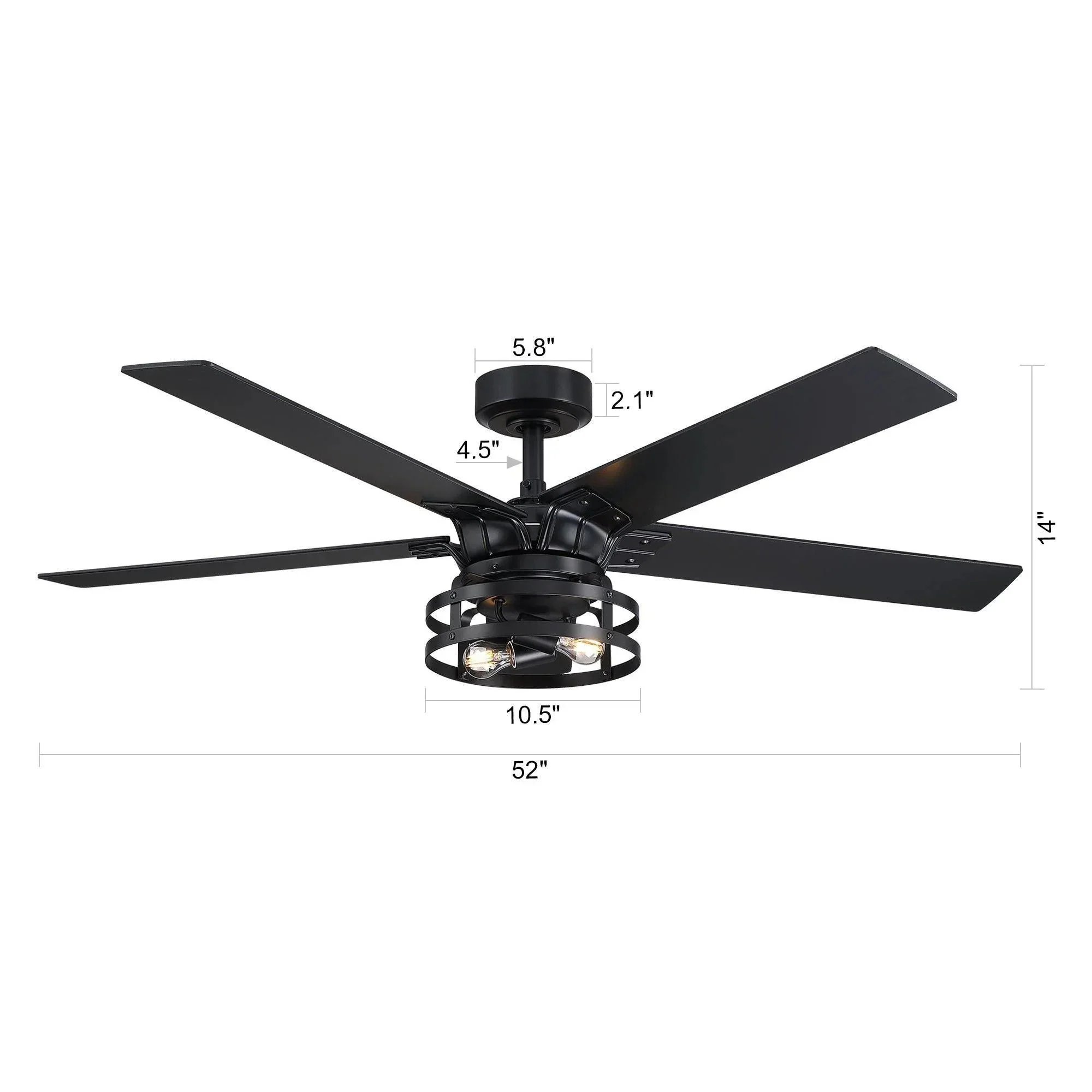 Parrot Uncle 52-Inch Prayag Industrial Downrod Mount Reversible Ceiling Fan with Lighting and Remote Control - Image 14