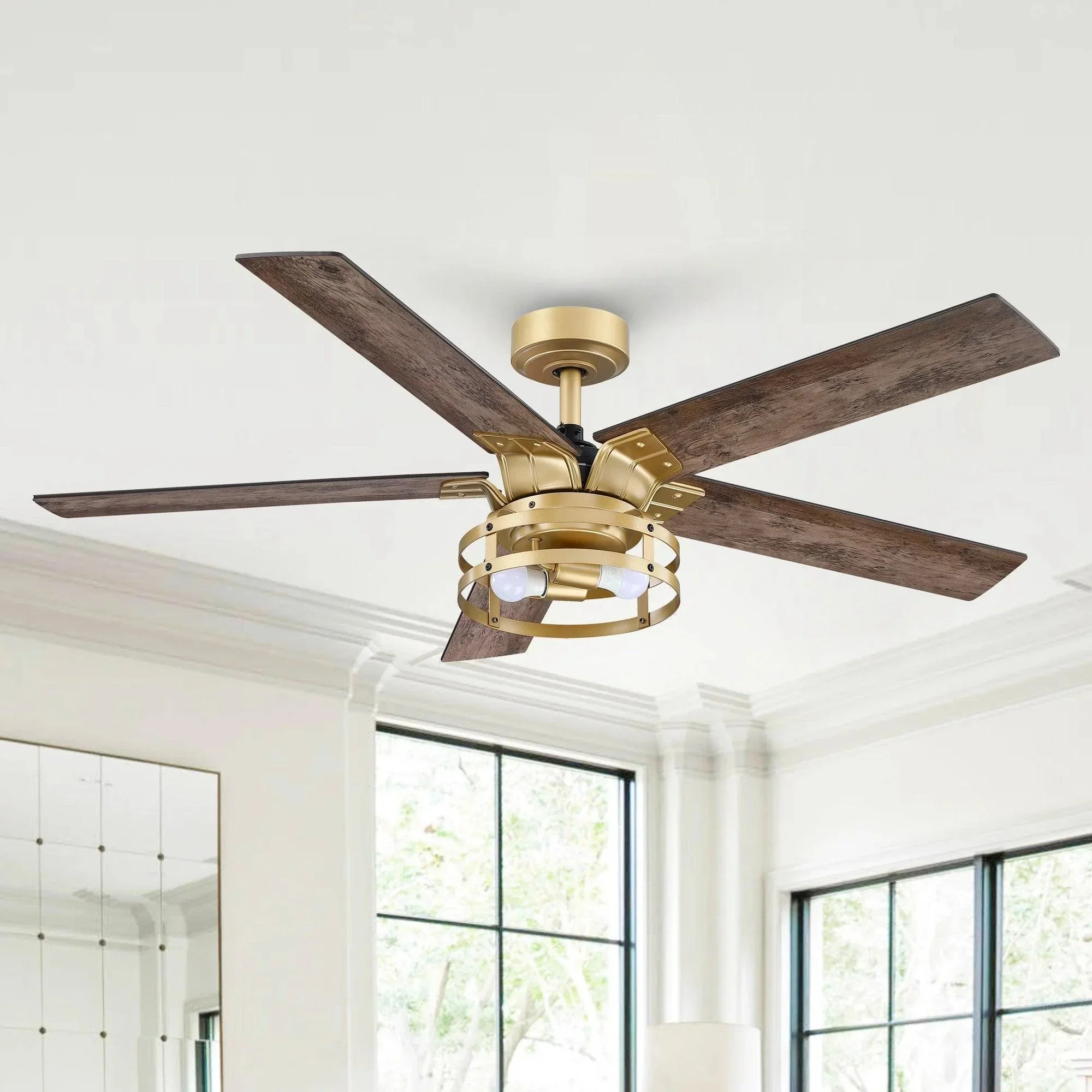 Parrot Uncle 52-Inch Prayag Industrial Downrod Mount Reversible Ceiling Fan with Lighting and Remote Control - Image 18