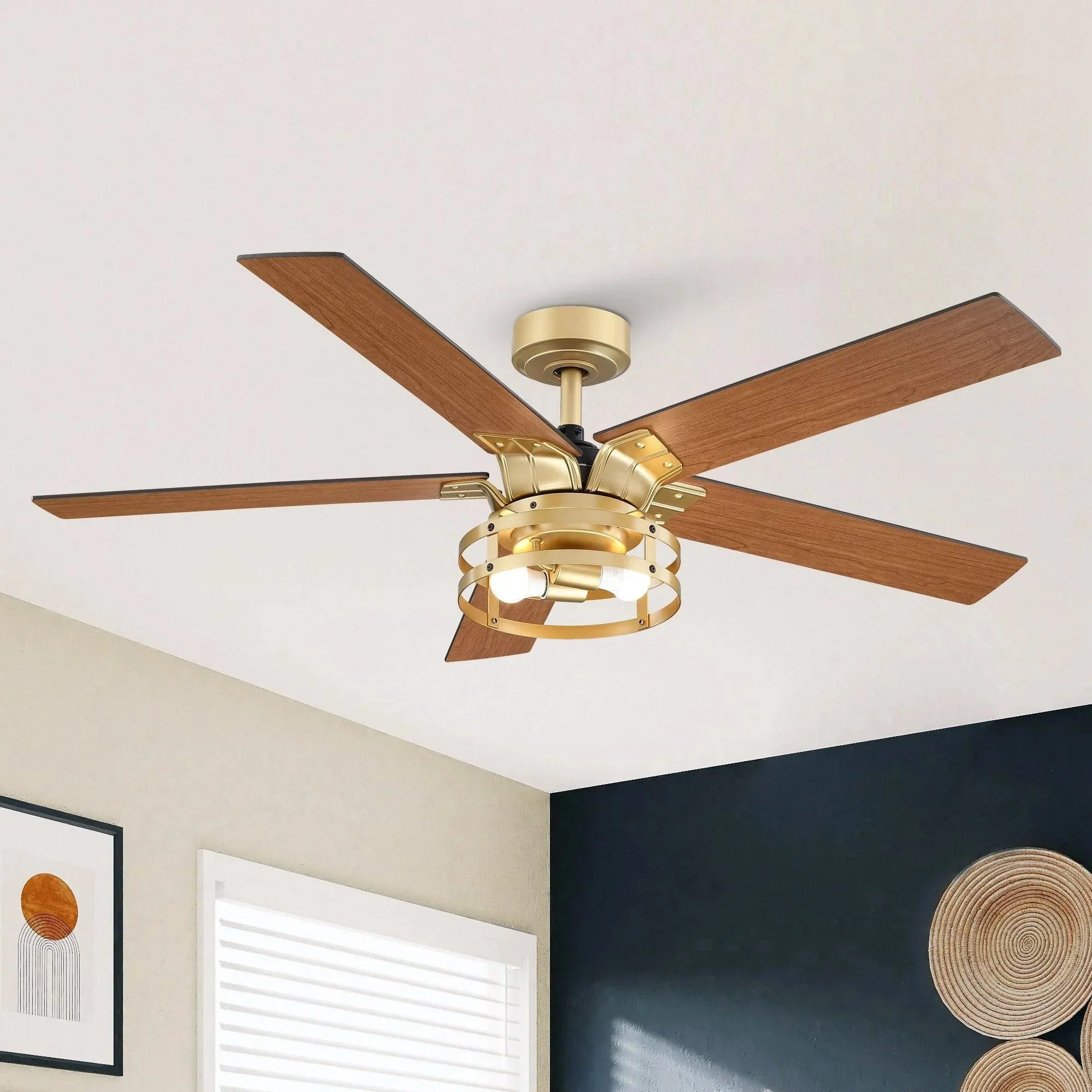Parrot Uncle 52-Inch Prayag Industrial Downrod Mount Reversible Ceiling Fan with Lighting and Remote Control - Image 19