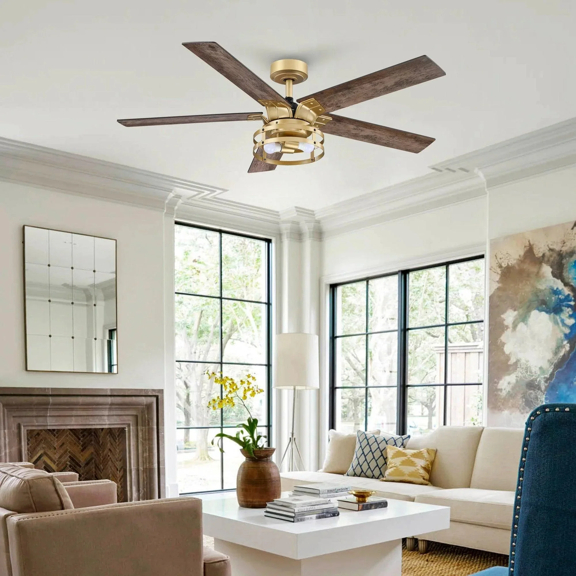 Parrot Uncle 52-Inch Prayag Industrial Downrod Mount Reversible Ceiling Fan with Lighting and Remote Control - Image 20