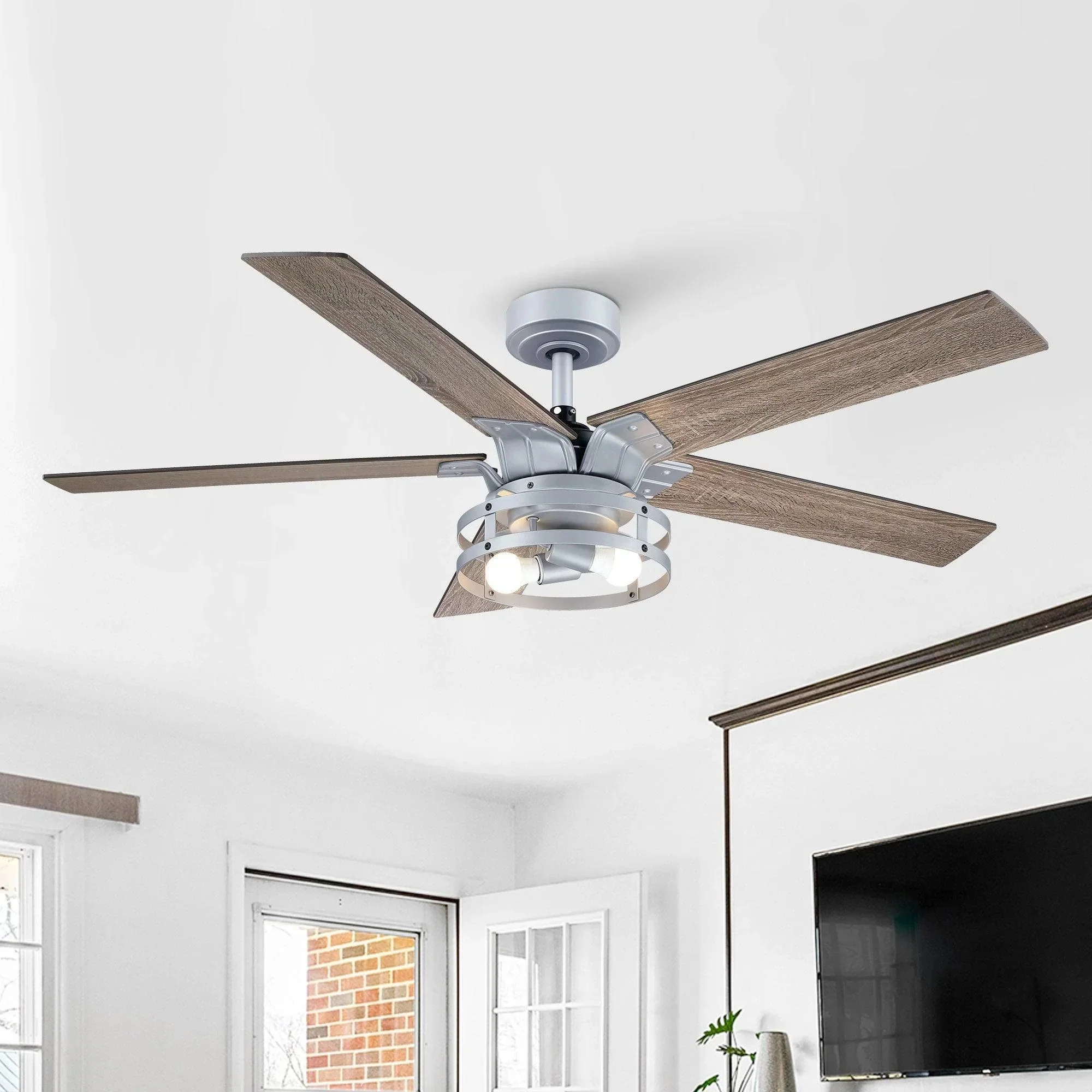 Parrot Uncle 52-Inch Prayag Industrial Downrod Mount Reversible Ceiling Fan with Lighting and Remote Control - Image 29