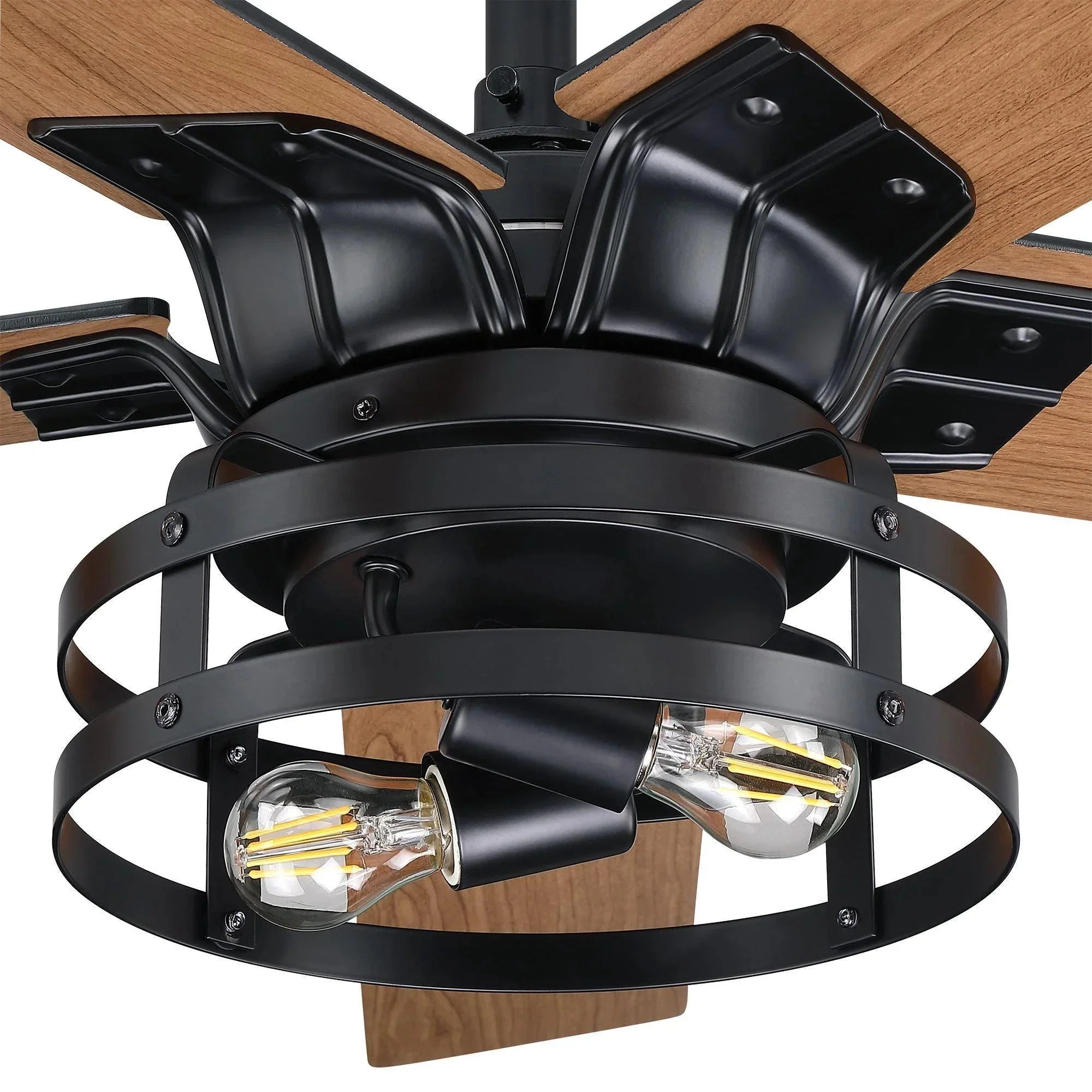 Parrot Uncle 52-Inch Prayag Industrial Downrod Mount Reversible Ceiling Fan with Lighting and Remote Control - Image 3