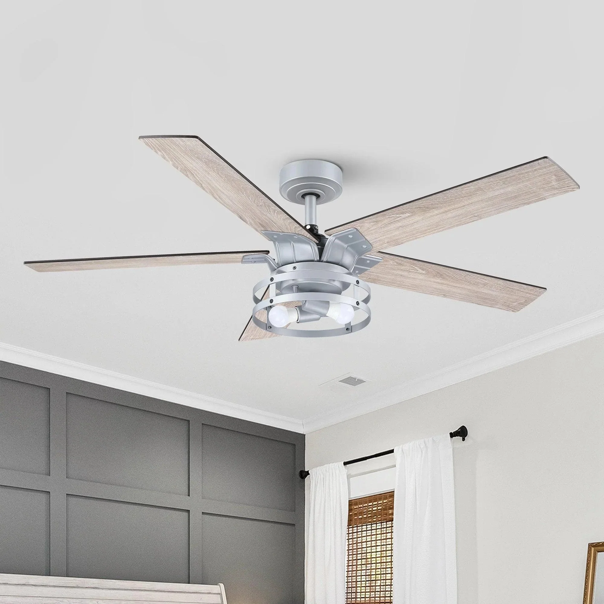 Parrot Uncle 52-Inch Prayag Industrial Downrod Mount Reversible Ceiling Fan with Lighting and Remote Control - Image 30