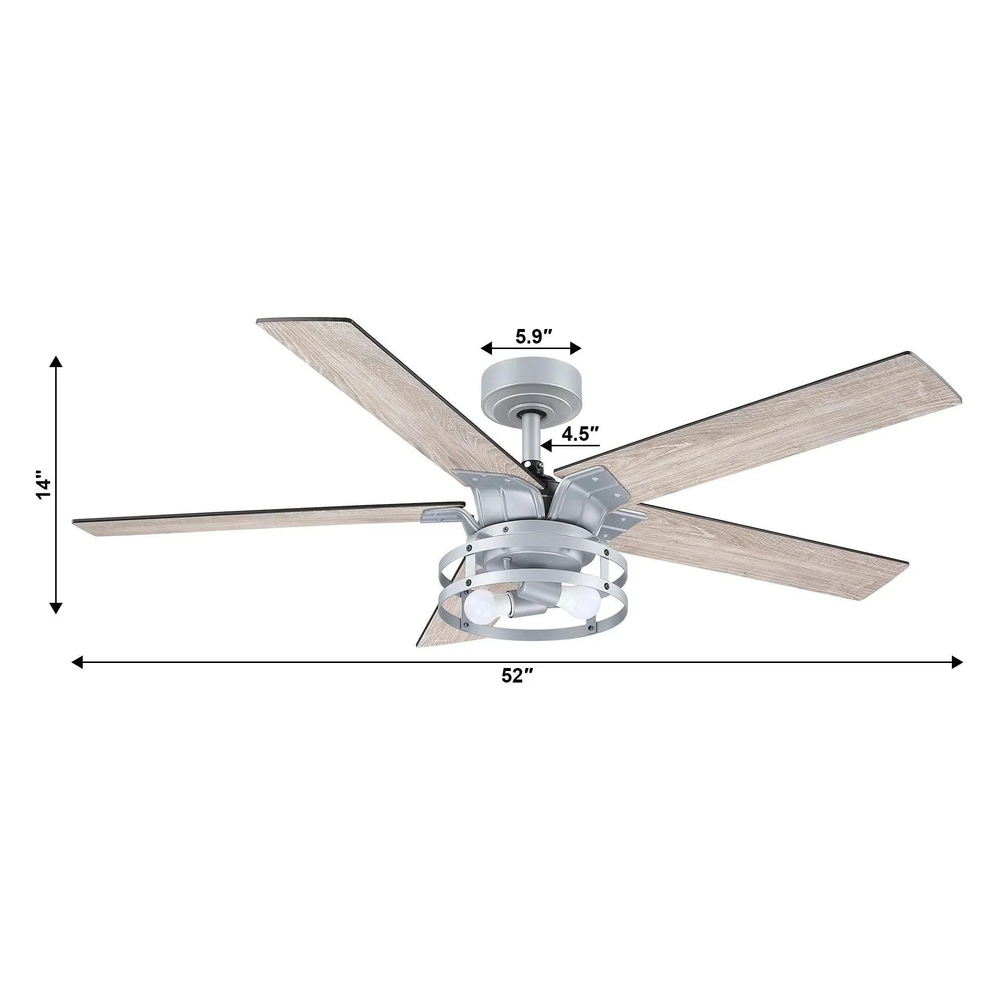 Parrot Uncle 52-Inch Prayag Industrial Downrod Mount Reversible Ceiling Fan with Lighting and Remote Control - Image 33