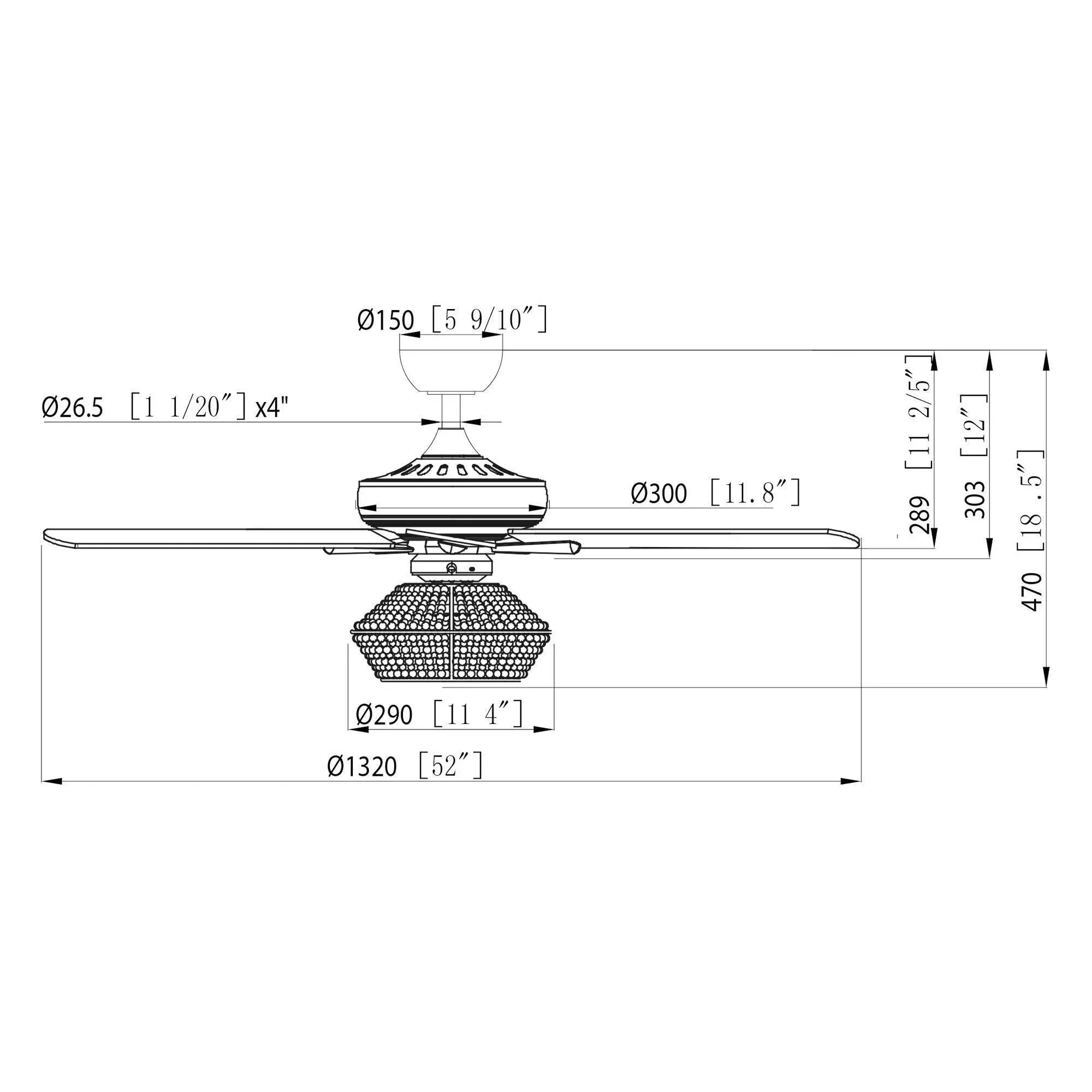Parrot Uncle 52-Inch Pune Farmhouse Downrod Mount Reversible Ceiling Fan with Lighting and Remote Control (F6350Q110V) - Image 19