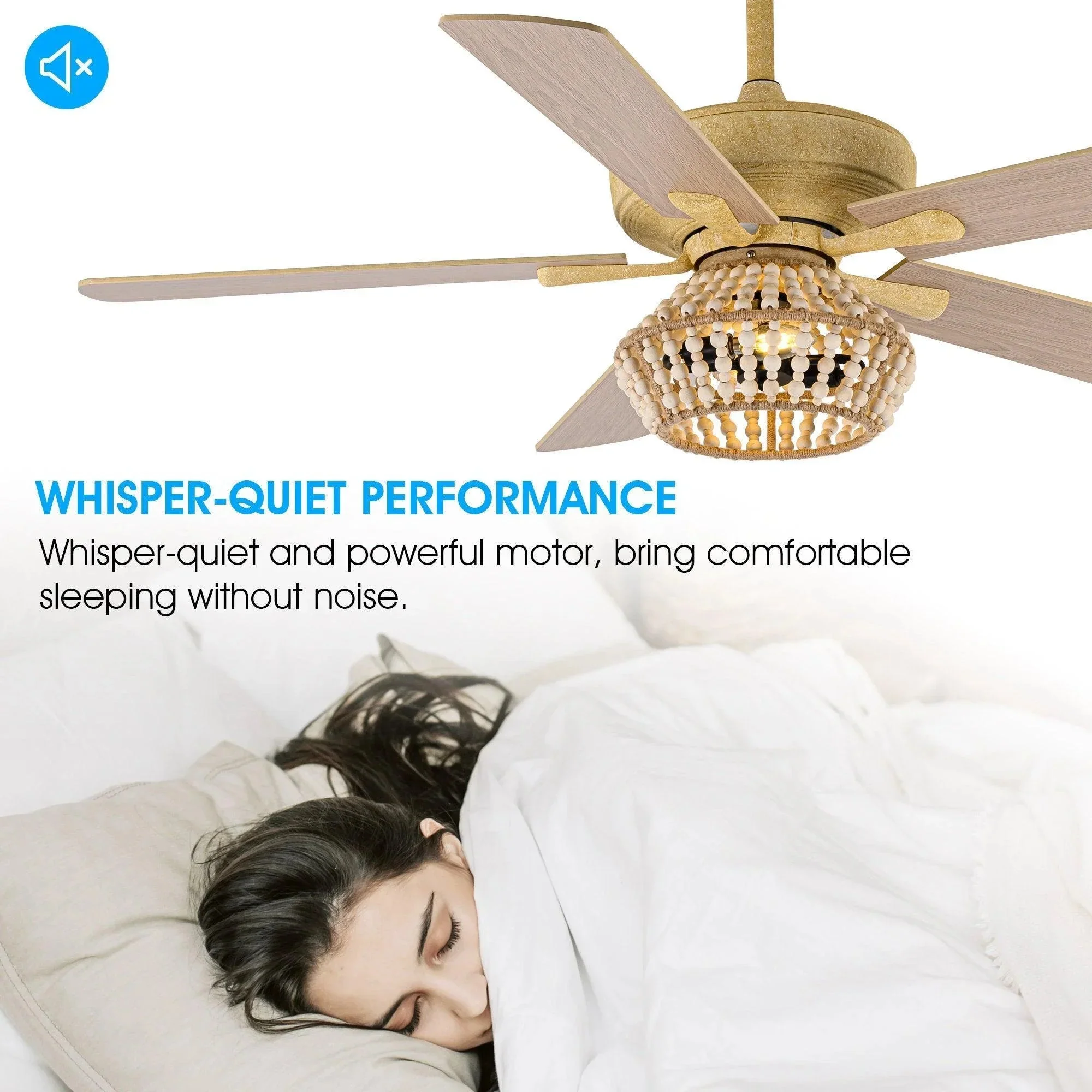 Parrot Uncle 52-Inch Pune Farmhouse Downrod Mount Reversible Ceiling Fan with Lighting and Remote Control (F6350Q110V) - Image 8