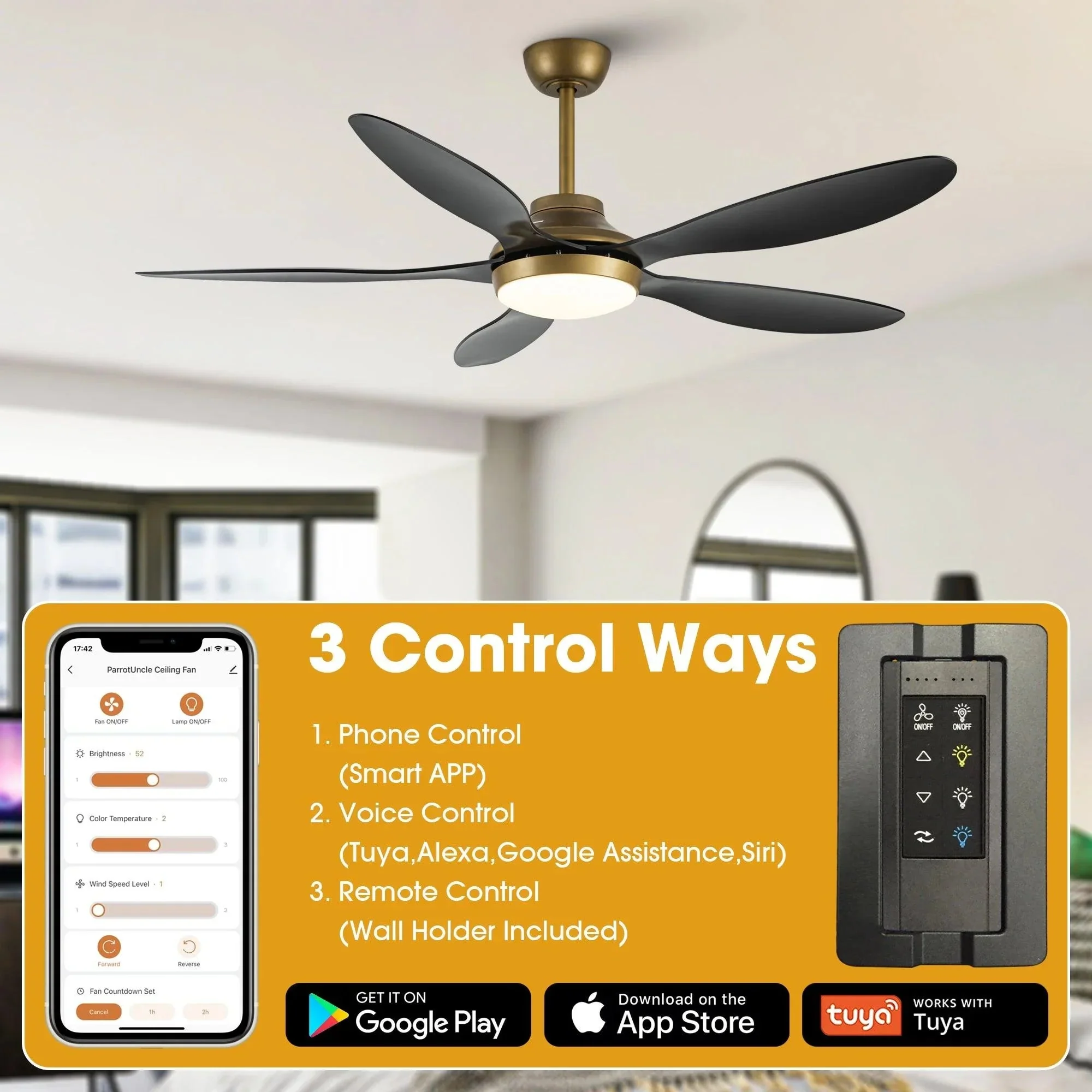 Parrot Uncle 52-Inch Punjab Smart Fan with LED Light (F6357-SMART) - Image 5