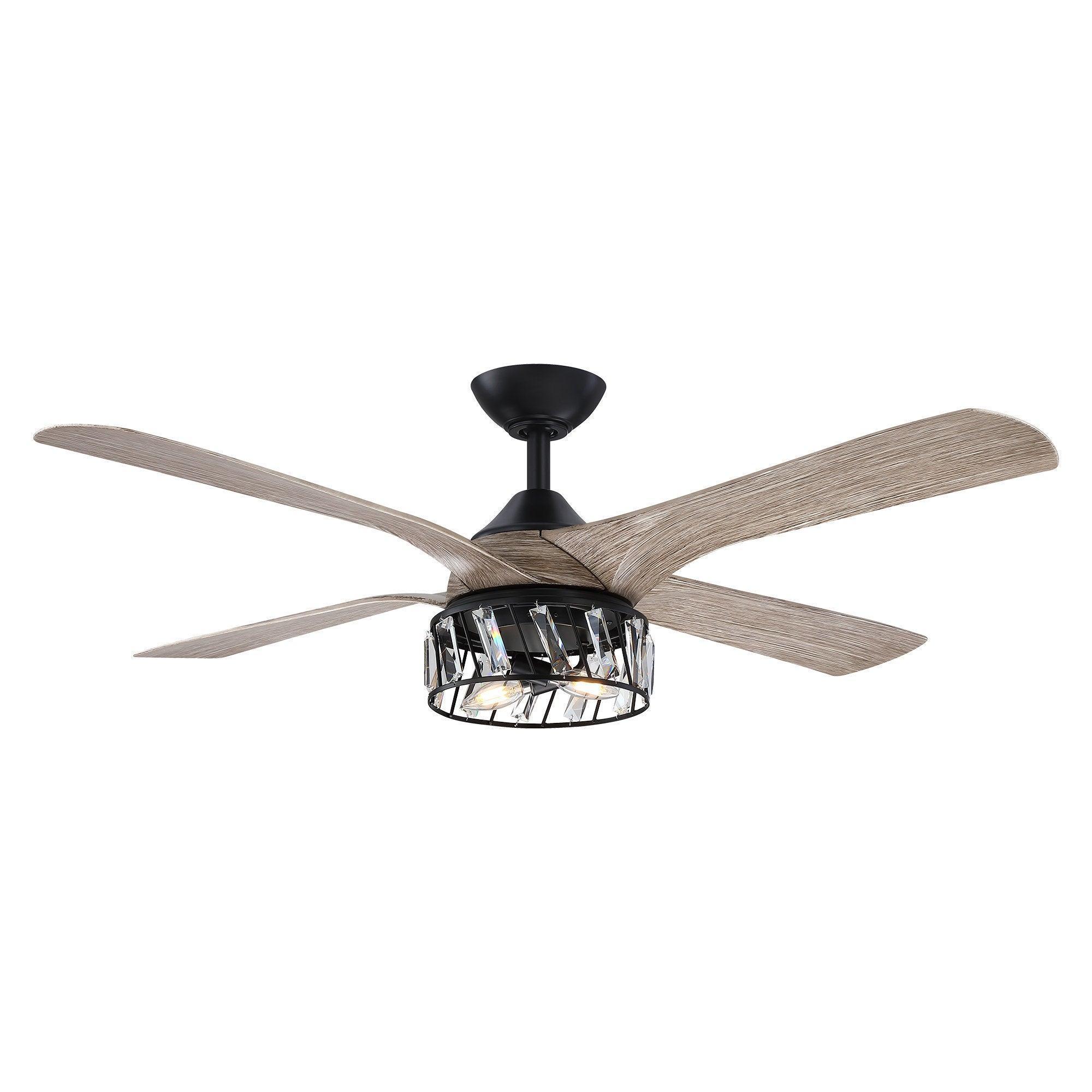 Parrot Uncle 52" Tata Nagar Farmhouse Downrod Mount Reversible Crystal Ceiling Fan with Lighting and Remote Control (F6111110V) - Image 11