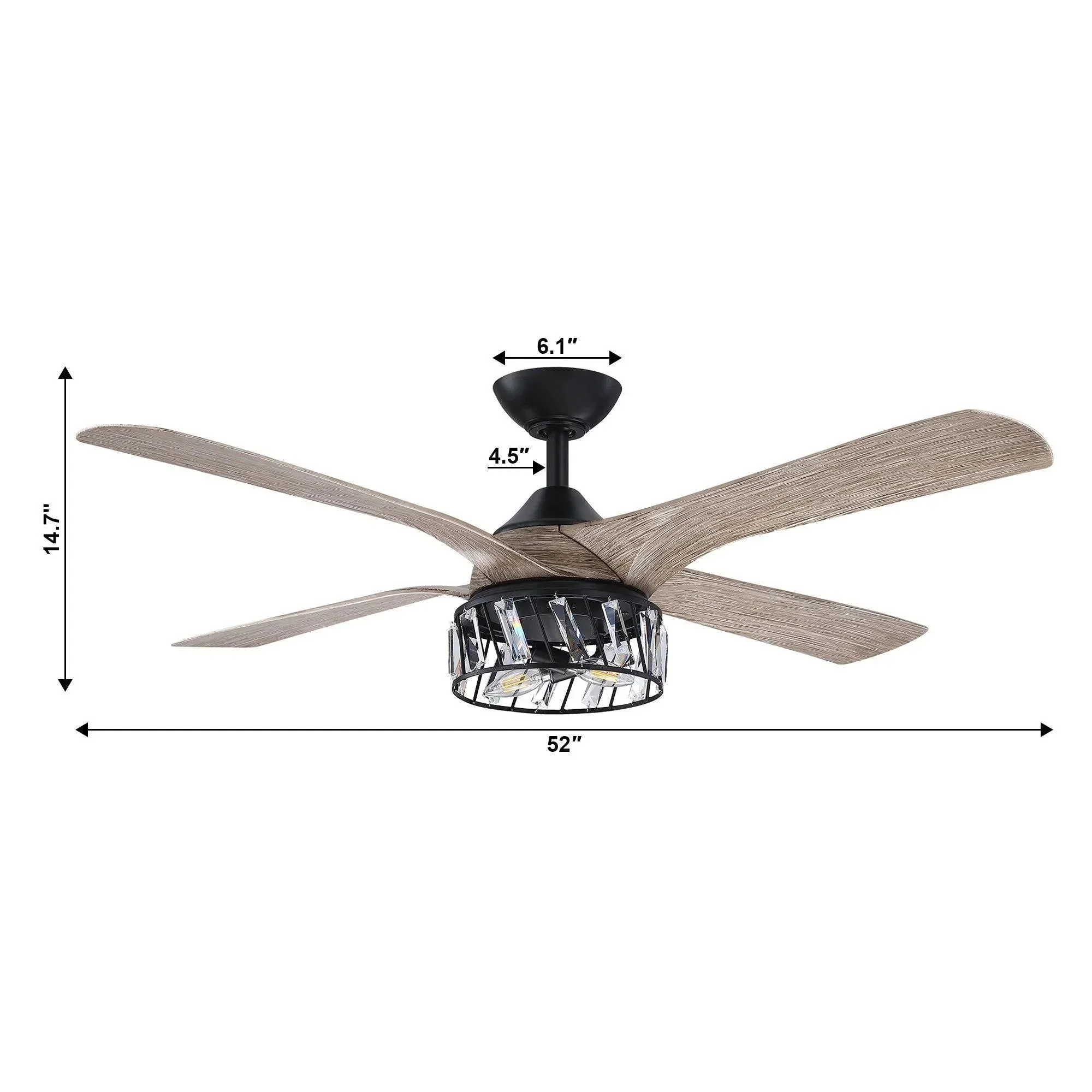 Parrot Uncle 52" Tata Nagar Farmhouse Downrod Mount Reversible Crystal Ceiling Fan with Lighting and Remote Control (F6111110V) - Image 13
