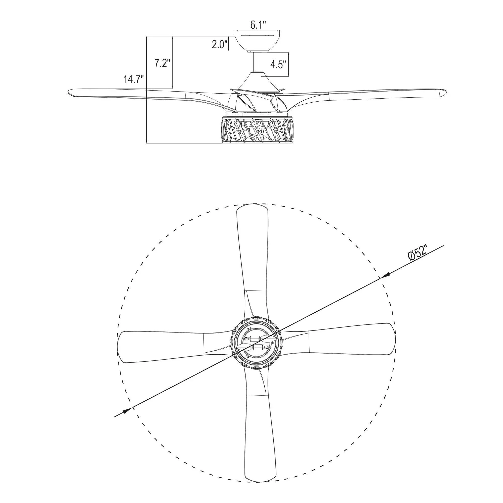 Parrot Uncle 52" Tata Nagar Farmhouse Downrod Mount Reversible Crystal Ceiling Fan with Lighting and Remote Control (F6111110V) - Image 14