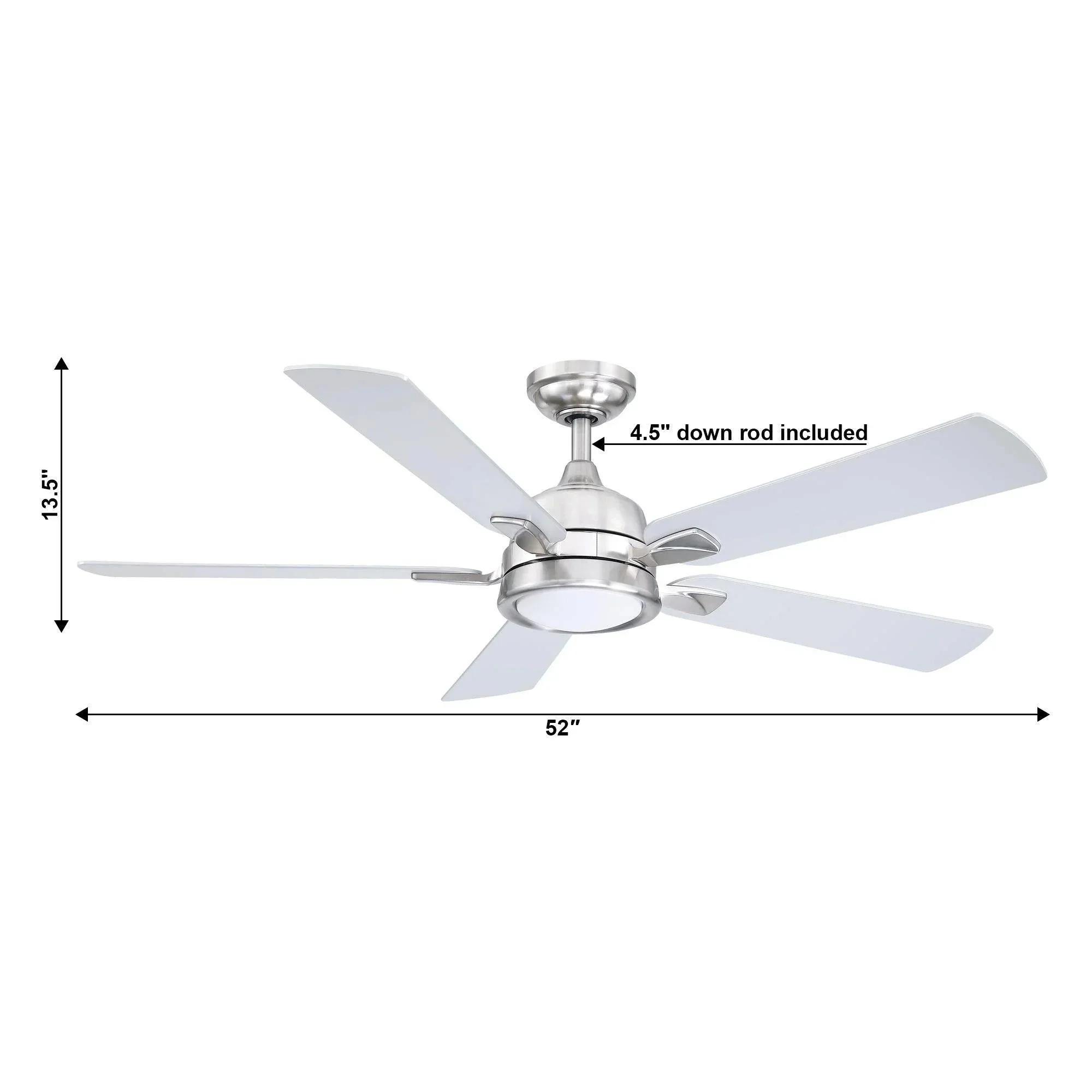 Parrot Uncle 52-Inch Tata Nagar Industrial Brush Nickel Downrod Mount Reversible Ceiling Fan with Lighting and Remote Control (BBLAB017A0) - Image 10