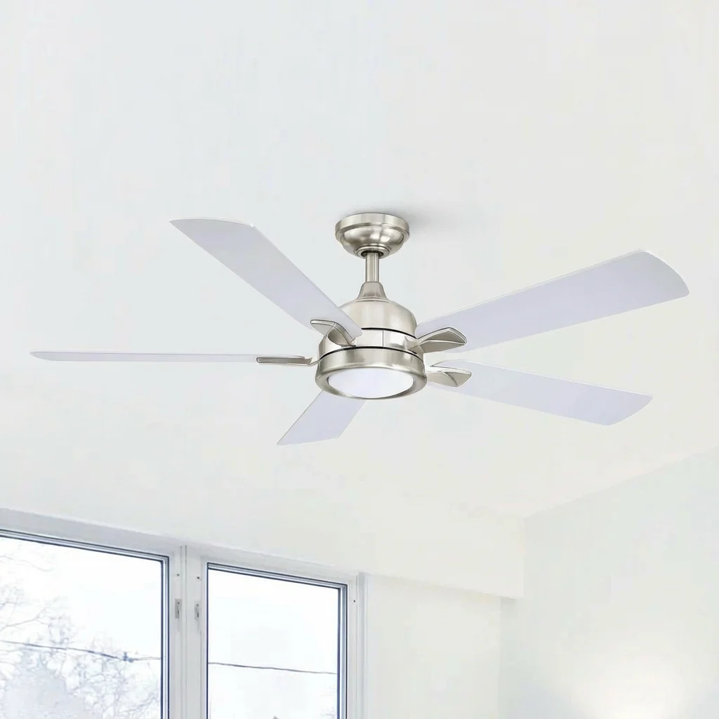 Parrot Uncle 52-Inch Tata Nagar Industrial Brush Nickel Downrod Mount Reversible Ceiling Fan with Lighting and Remote Control (BBLAB017A0) - Image 3