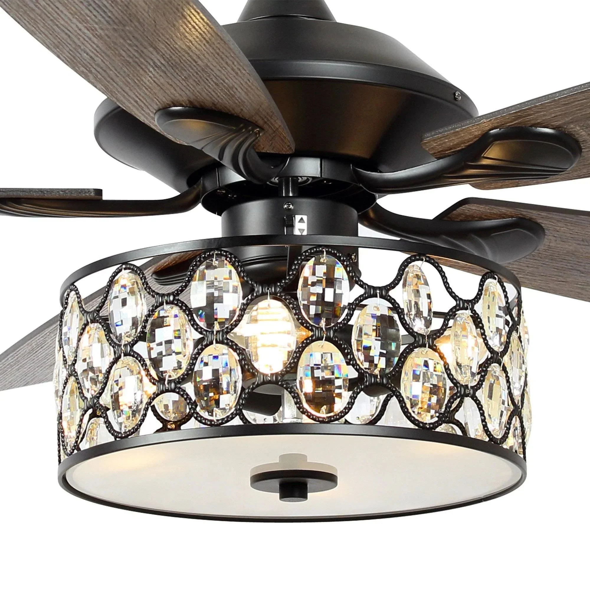 Parrot Uncle 52-Inch Tibuh Modern Downrod Mount Reversible Crystal Ceiling Fan with Lighting and Remote Control - Image 21
