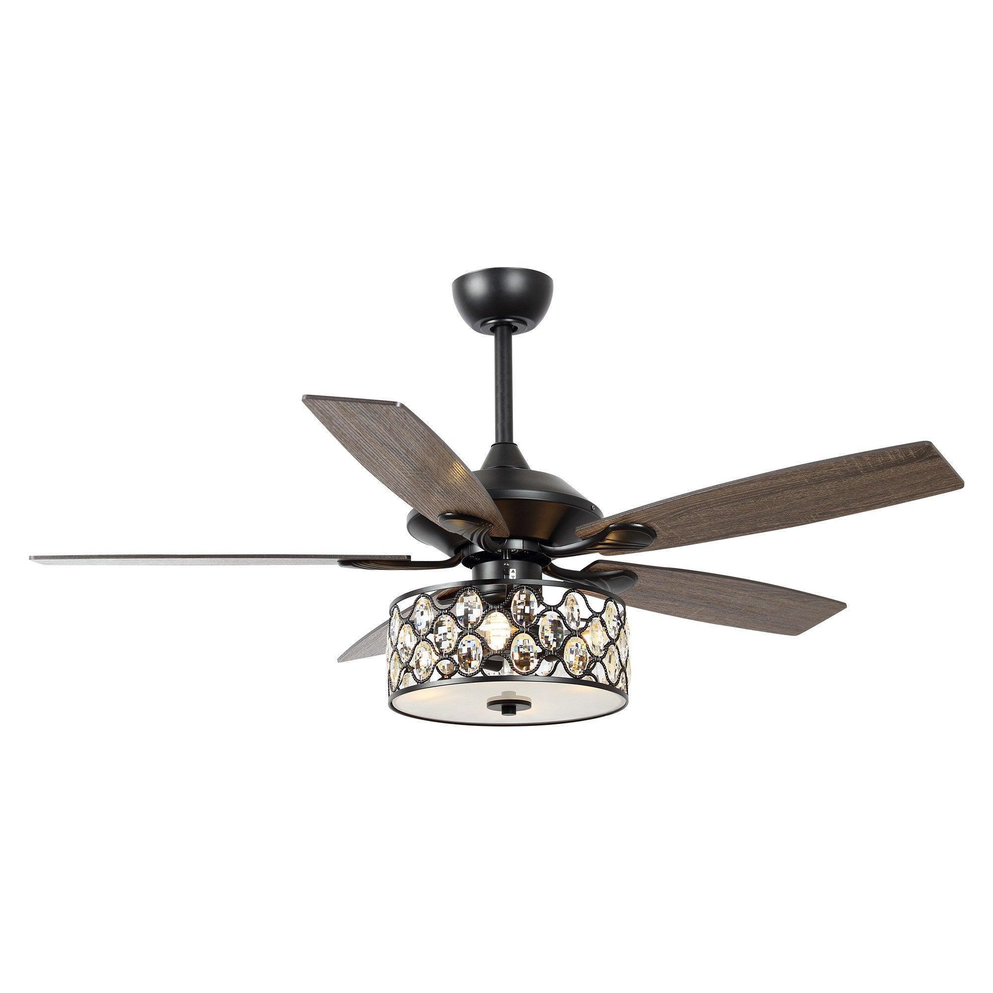 Parrot Uncle 52-Inch Tibuh Modern Downrod Mount Reversible Crystal Ceiling Fan with Lighting and Remote Control - Image 22