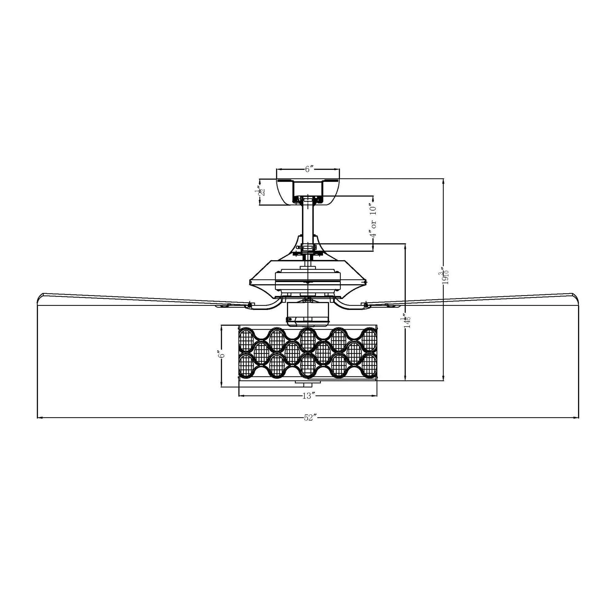Parrot Uncle 52-Inch Tibuh Modern Downrod Mount Reversible Crystal Ceiling Fan with Lighting and Remote Control - Image 30