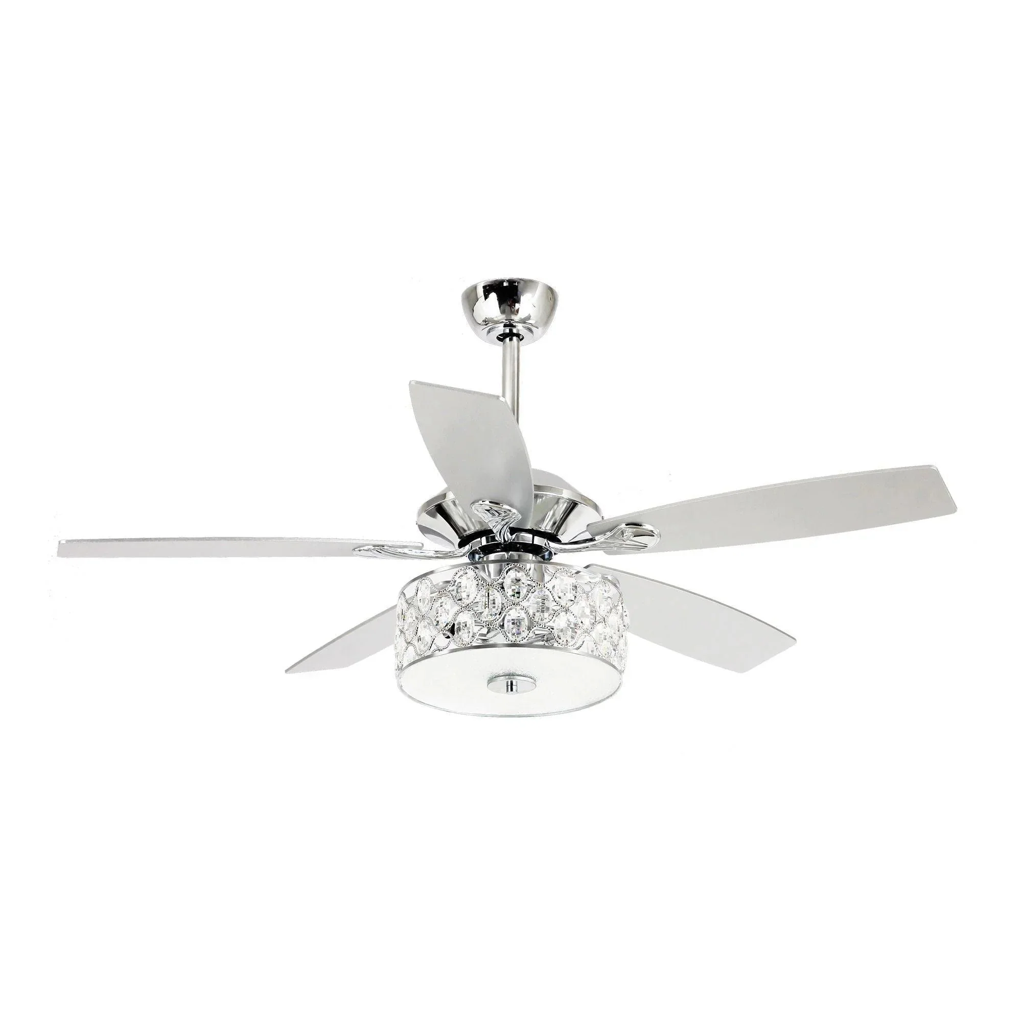 Parrot Uncle 52-Inch Tibuh Modern Downrod Mount Reversible Crystal Ceiling Fan with Lighting and Remote Control - Image 6