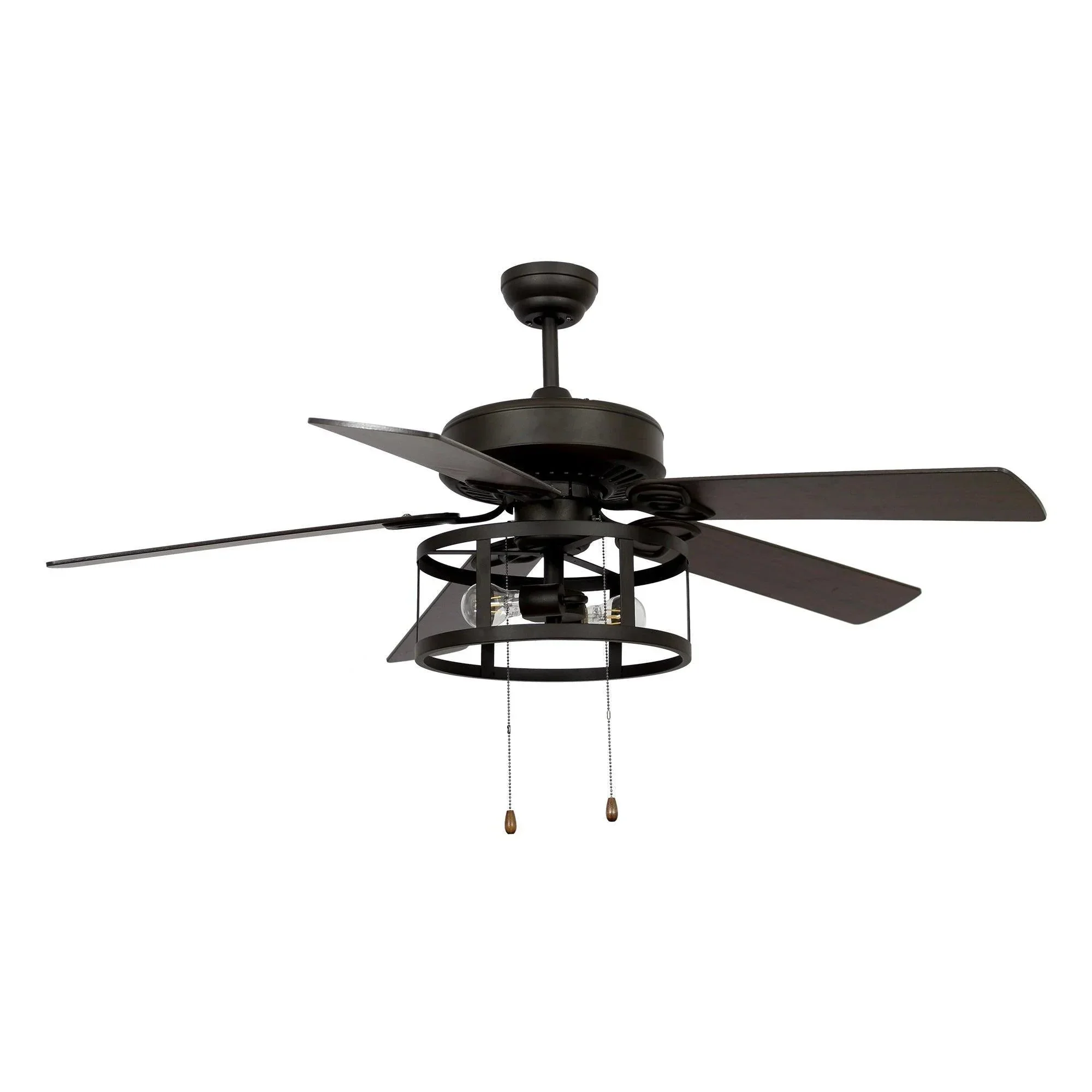 Parrot Uncle 52-Inch Urbana Downrod Mount Reversible Industrial Ceiling Fan with Lighting and Pull Chain (F6313110V) - Image 11