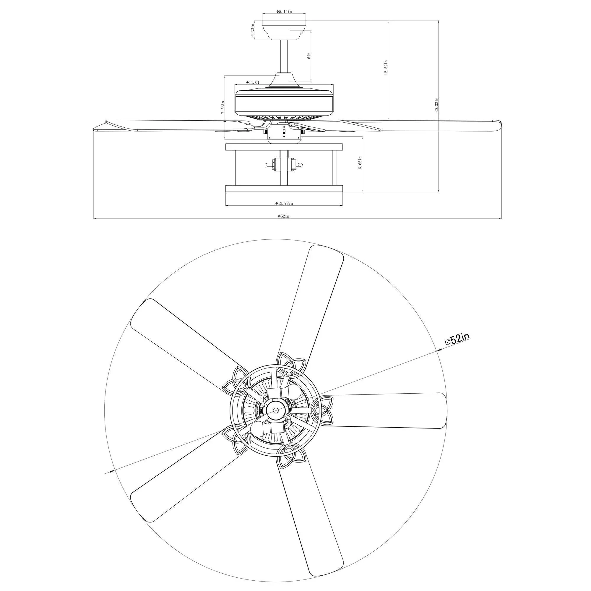 Parrot Uncle 52-Inch Urbana Downrod Mount Reversible Industrial Ceiling Fan with Lighting and Pull Chain (F6313110V) - Image 13
